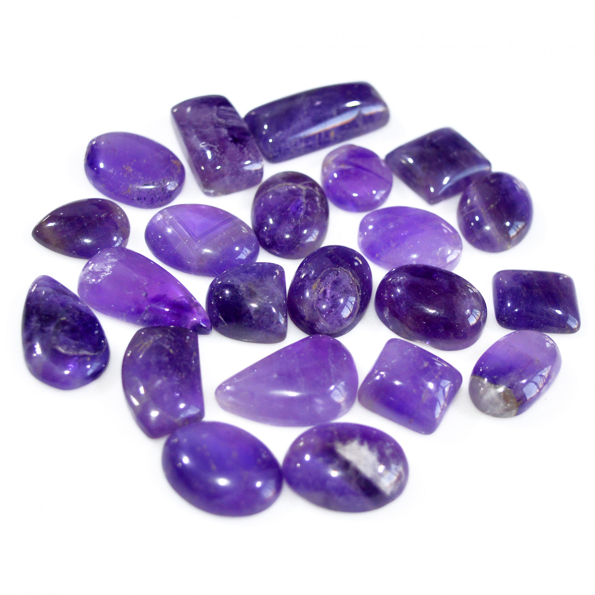 22 Pcs 272 Cts Natural Amethyst Loose Cabochon Gemstone Lot Mixed Shapes For Pendants Handmade Jewelry Supplies 25x10 14x10mm 3135