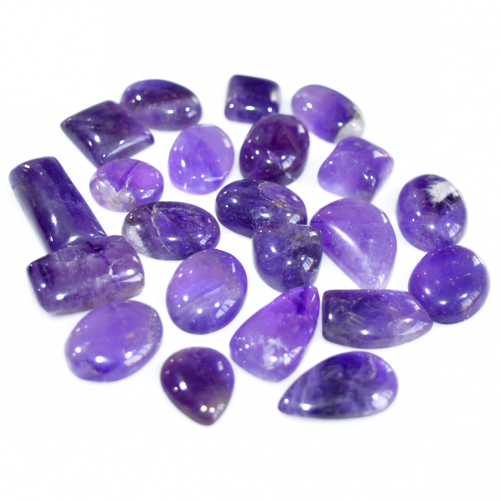 22 Pcs 272 Cts Natural Amethyst Loose Cabochon Gemstone Lot Mixed Shapes For Pendants Handmade Jewelry Supplies 25x10 14x10mm 3135