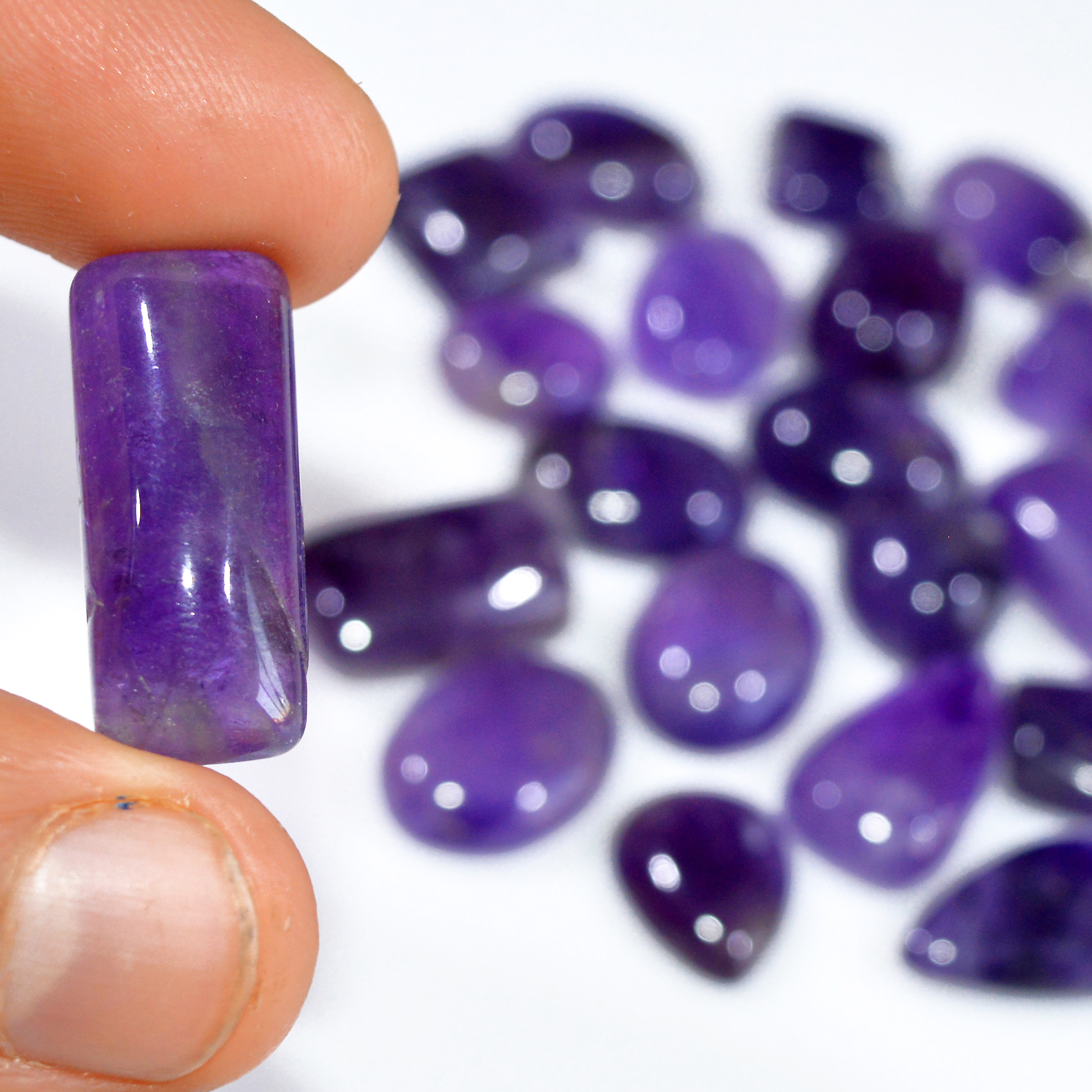 22 Pcs 272 Cts Natural Amethyst Loose Cabochon Gemstone Lot Mixed Shapes For Pendants Handmade Jewelry Supplies 25x10 14x10mm 3135
