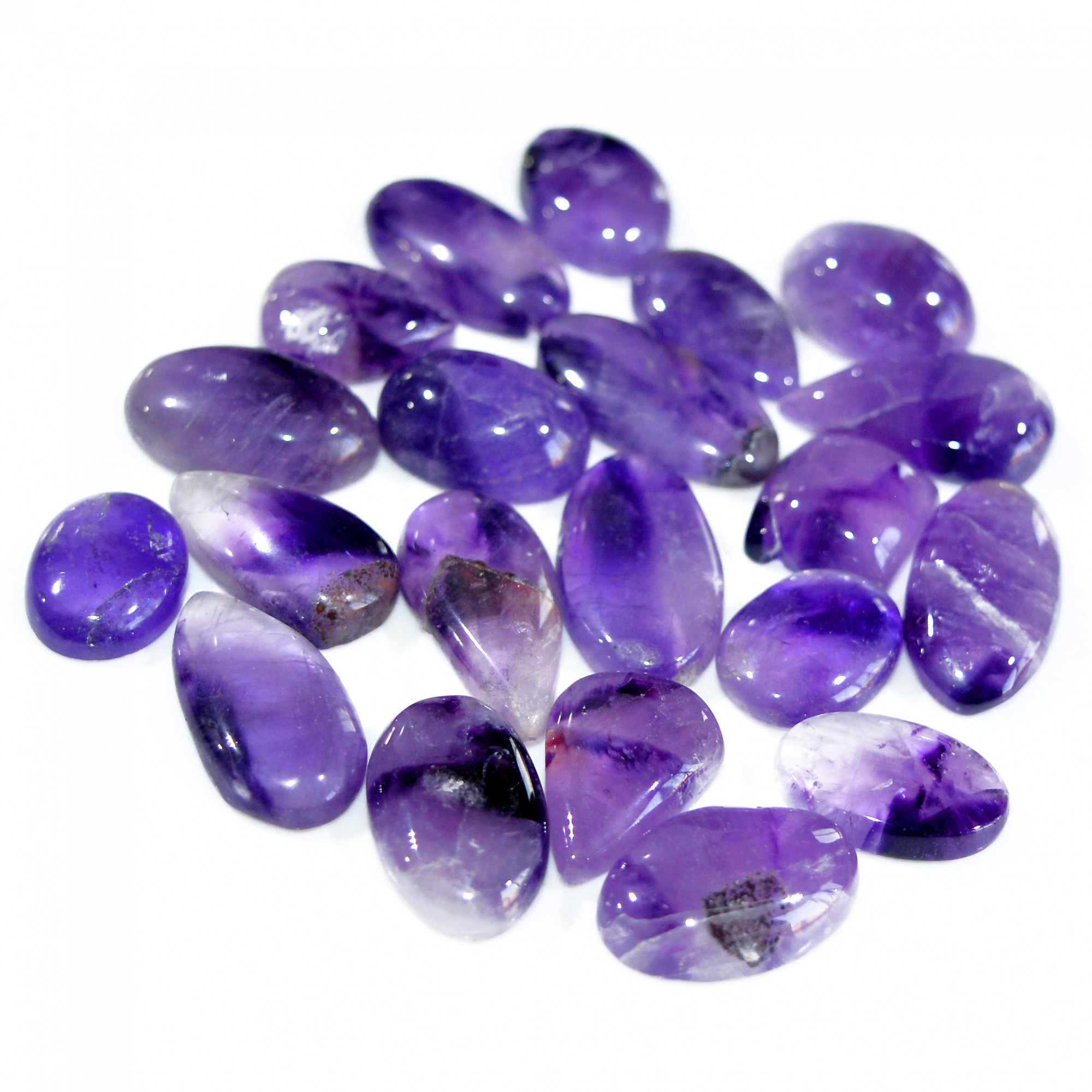 21 Pcs 277 Cts Natural Amethyst Loose Cabochon Gemstone Lot Mixed Shapes For Pendants Handmade Jewelry Supplies 25x12 15x10mm 3136
