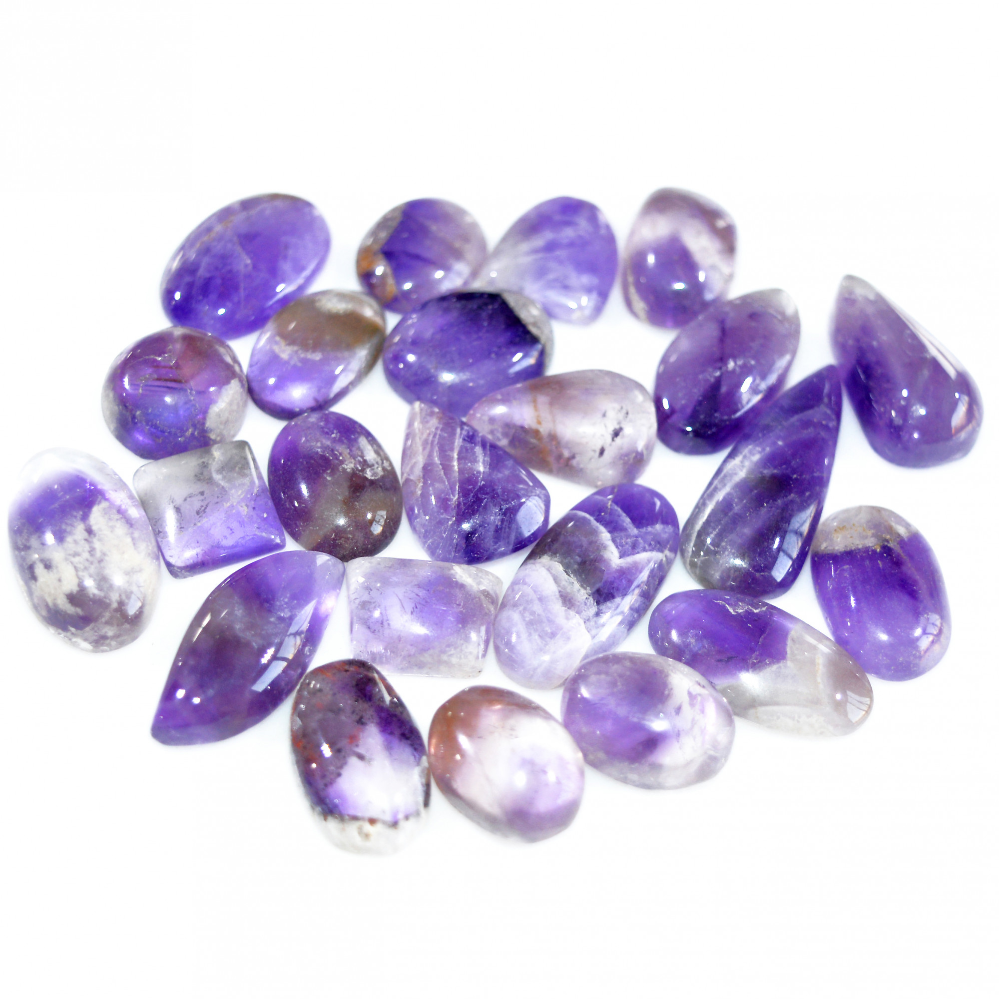 23 Pcs 294 Cts Natural Amethyst Loose Cabochon Gemstone Lot Mixed Shapes For Pendants Handmade Jewelry Supplies 30x10 10x10mm 3137