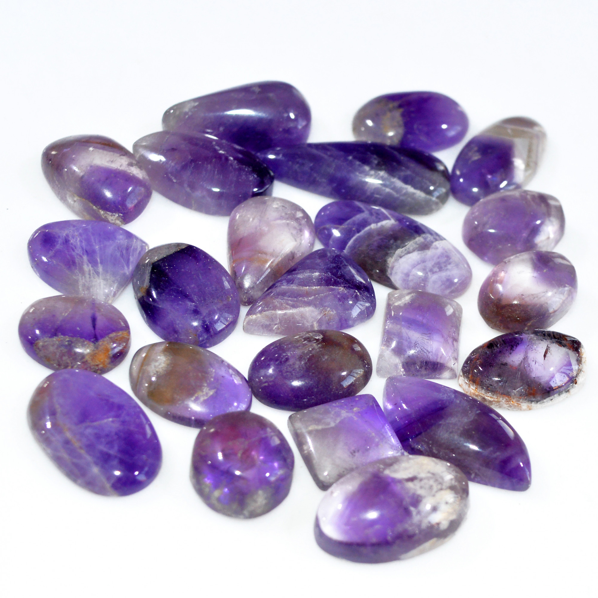 23 Pcs 294 Cts Natural Amethyst Loose Cabochon Gemstone Lot Mixed Shapes For Pendants Handmade Jewelry Supplies 30x10 10x10mm 3137