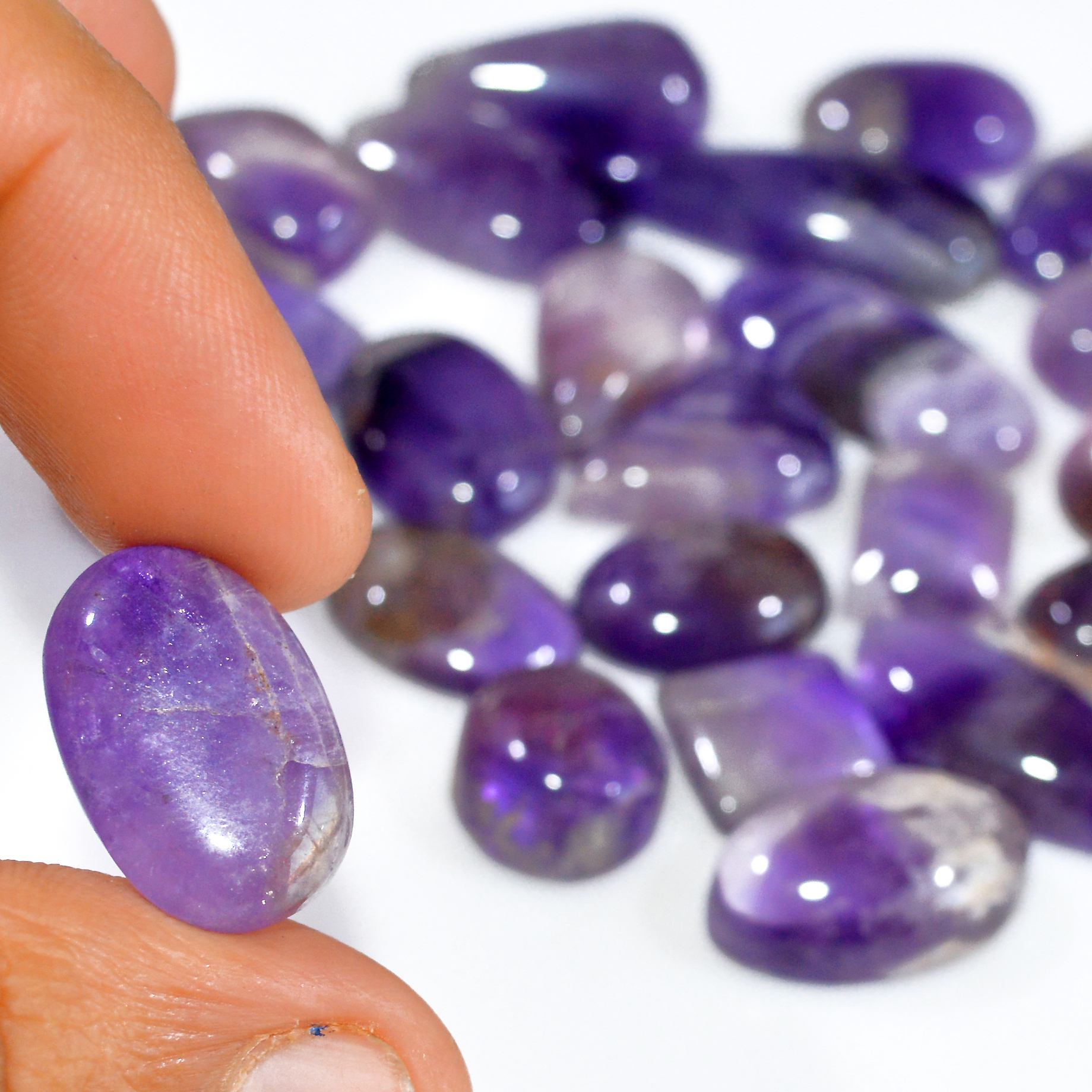 23 Pcs 294 Cts Natural Amethyst Loose Cabochon Gemstone Lot Mixed Shapes For Pendants Handmade Jewelry Supplies 30x10 10x10mm 3137