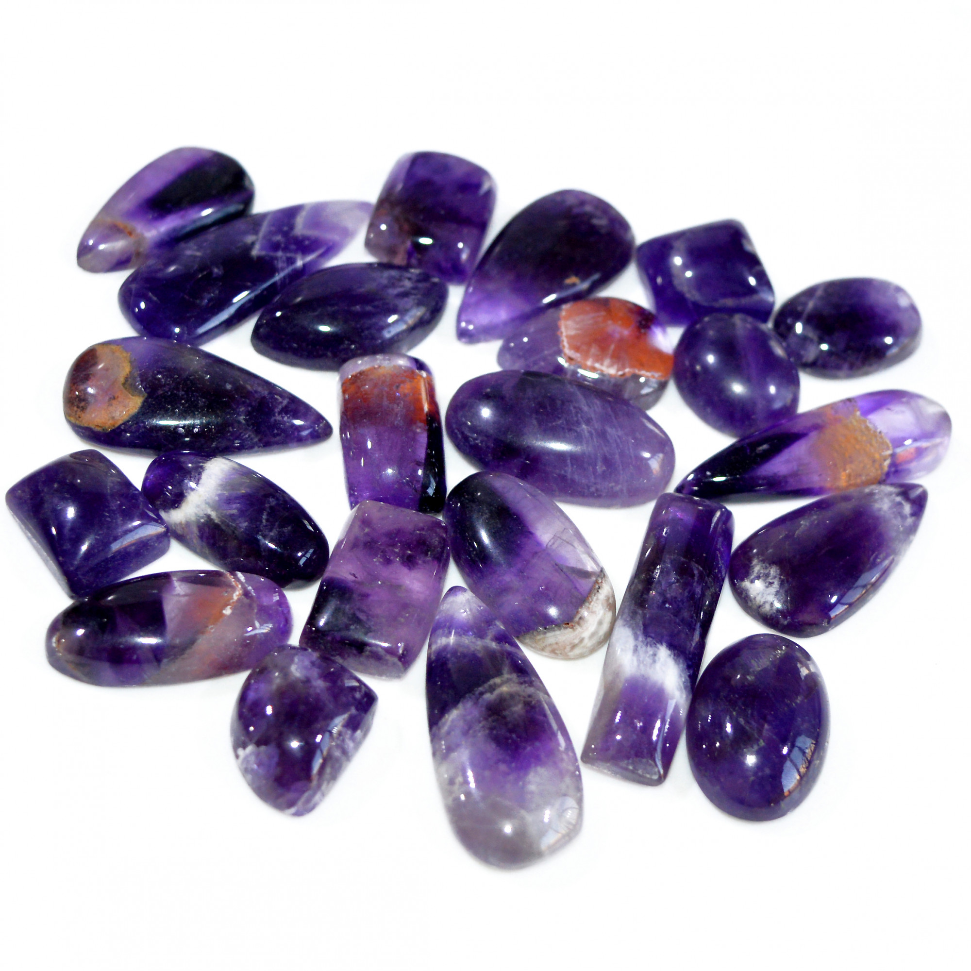 23 Pcs 347 Cts Natural Amethyst Loose Cabochon Gemstone Lot Mixed Shapes For Pendants Handmade Jewelry Supplies 30x11 11x11mm 3138