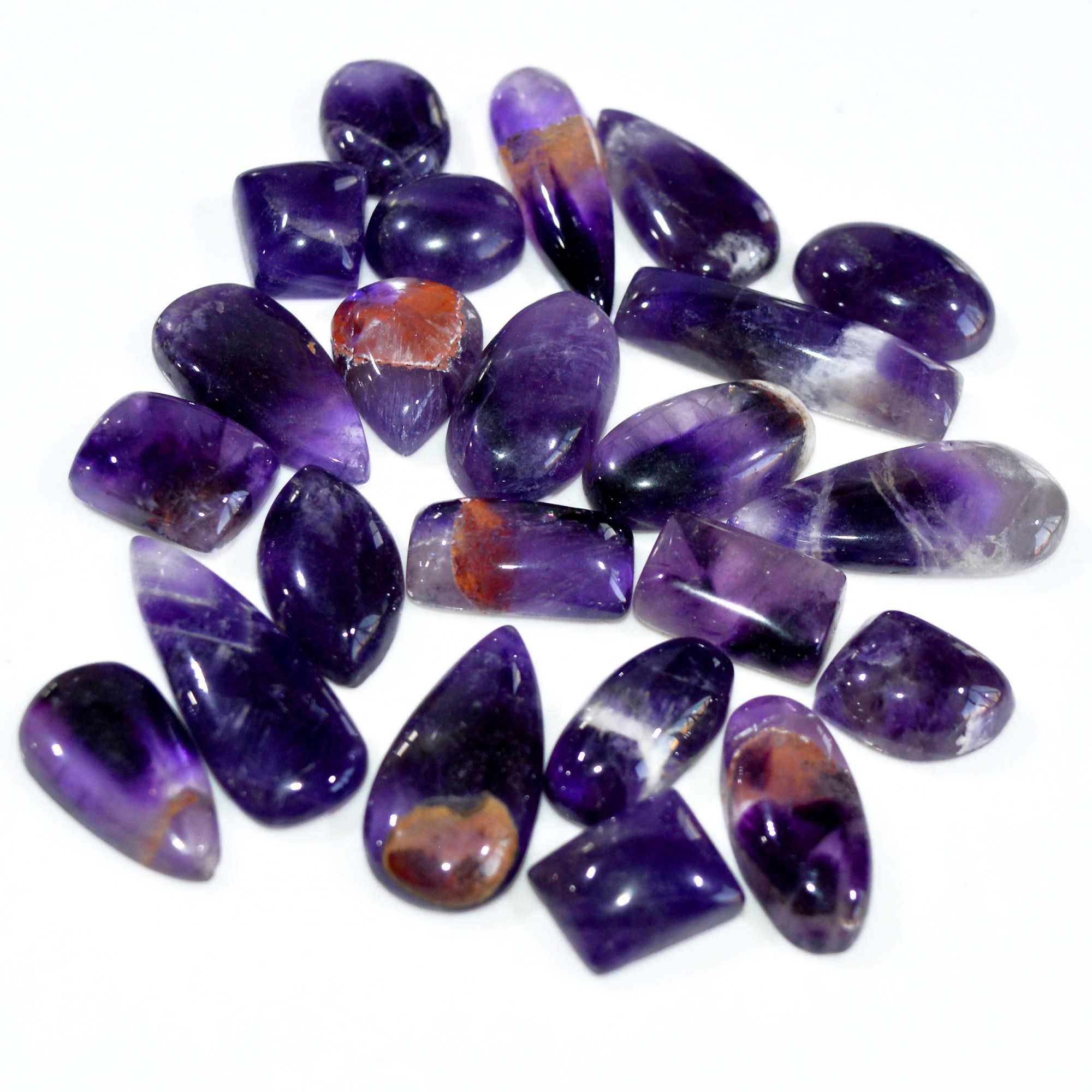 23 Pcs 347 Cts Natural Amethyst Loose Cabochon Gemstone Lot Mixed Shapes For Pendants Handmade Jewelry Supplies 30x11 11x11mm 3138