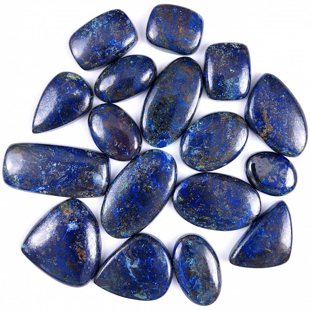 17Pcs 576Cts Natural Blue Azurite Gemstone Cabochon Lot Azurite Crystal Pendant Necklace Azurite Jewelry For Crystal Healing 36x11 22x14 mm#G-324