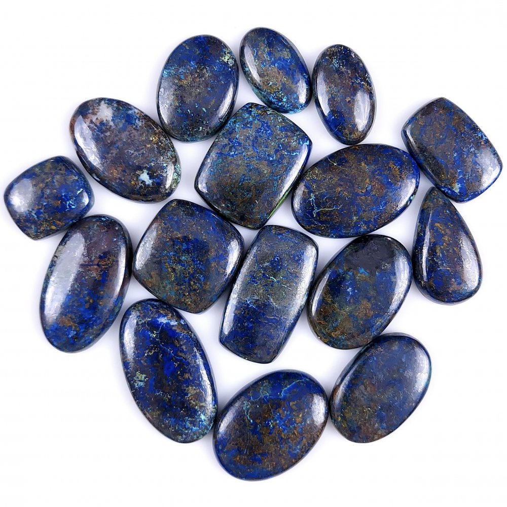 16Pcs 669Cts Natural Blue Azurite Gemstone Cabochon Lot Azurite Crystal Pendant Necklace Azurite Jewelry For Crystal Healing 28x21 18x15mm#G-325