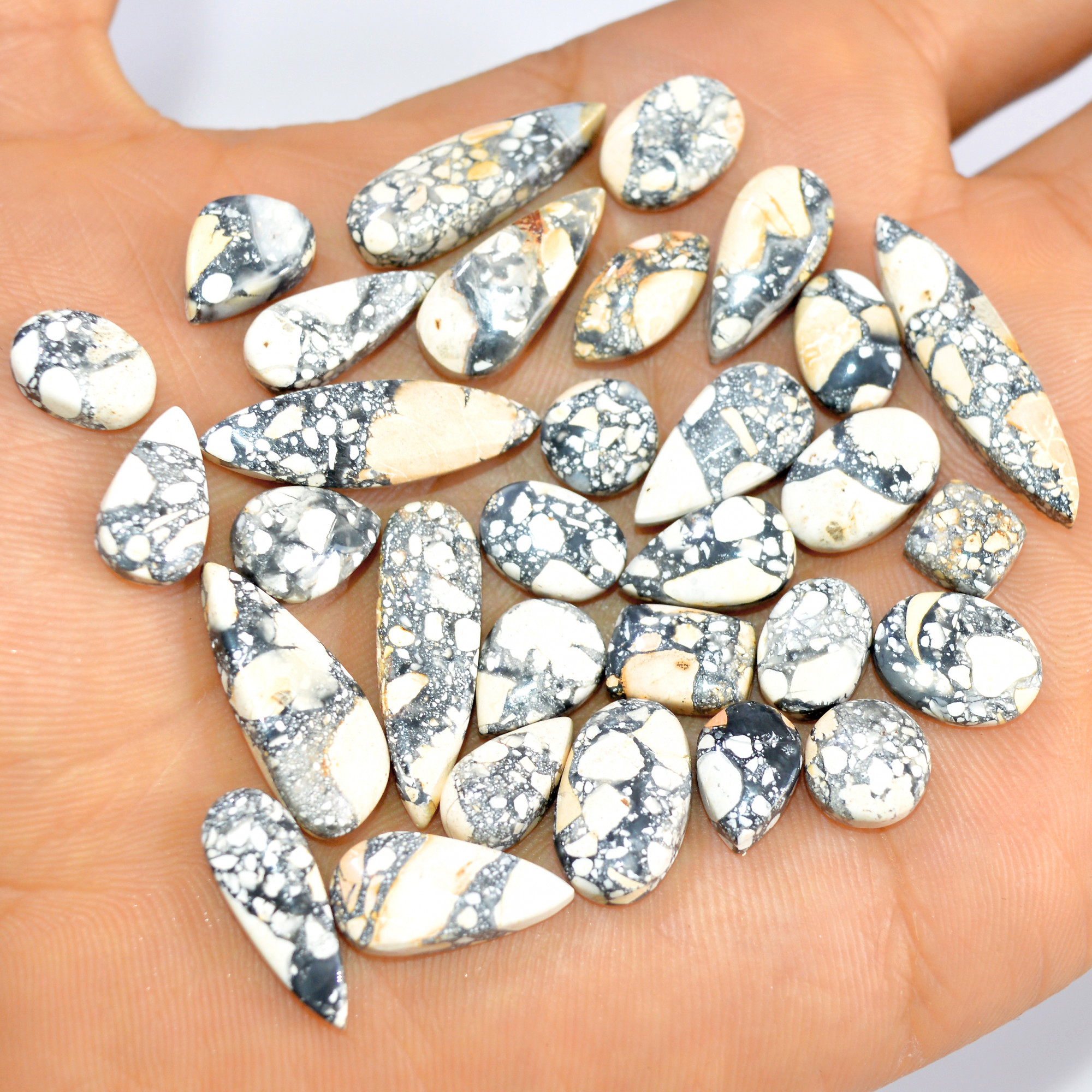 31 Pcs 139 Cts Natural Maligano Jasper Loose Cabochon Gemstone Jewelry Making Craft Supply Stones 28x5 6x6mm 3278