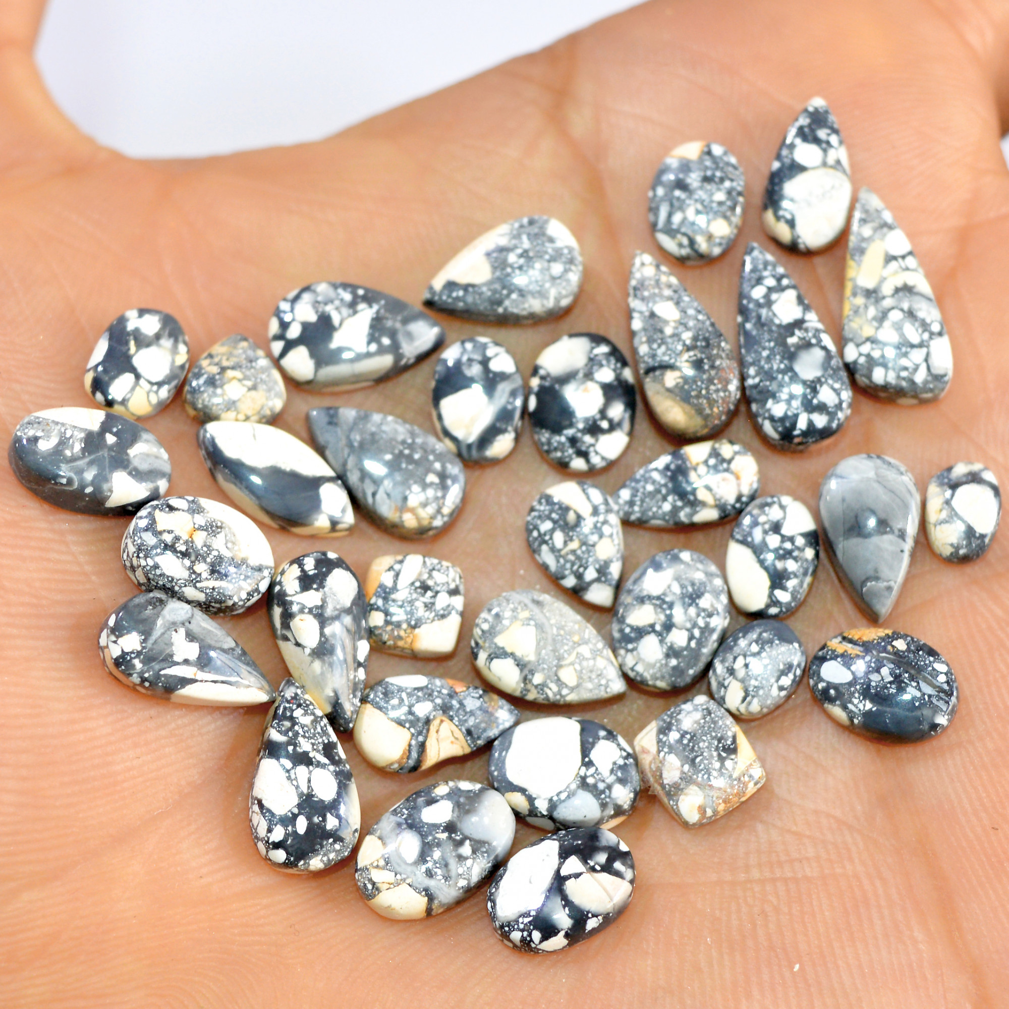 33 Pcs 86 Cts Natural Maligano Jasper Loose Cabochon Gemstone Jewelry Making Craft Supply Stones 14x5 5x4mm 3279
