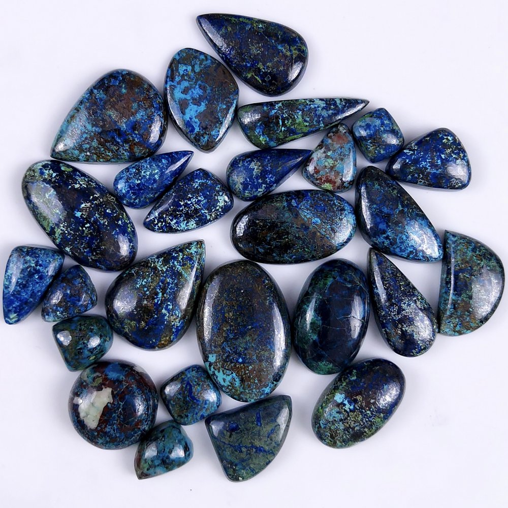 26Pcs 335Cts Natural Blue Azurite Gemstone Cabochon Lot Azurite Crystal Pendant Necklace Azurite Jewelry For Crystal Healing 25x16 8x8mm#G-328