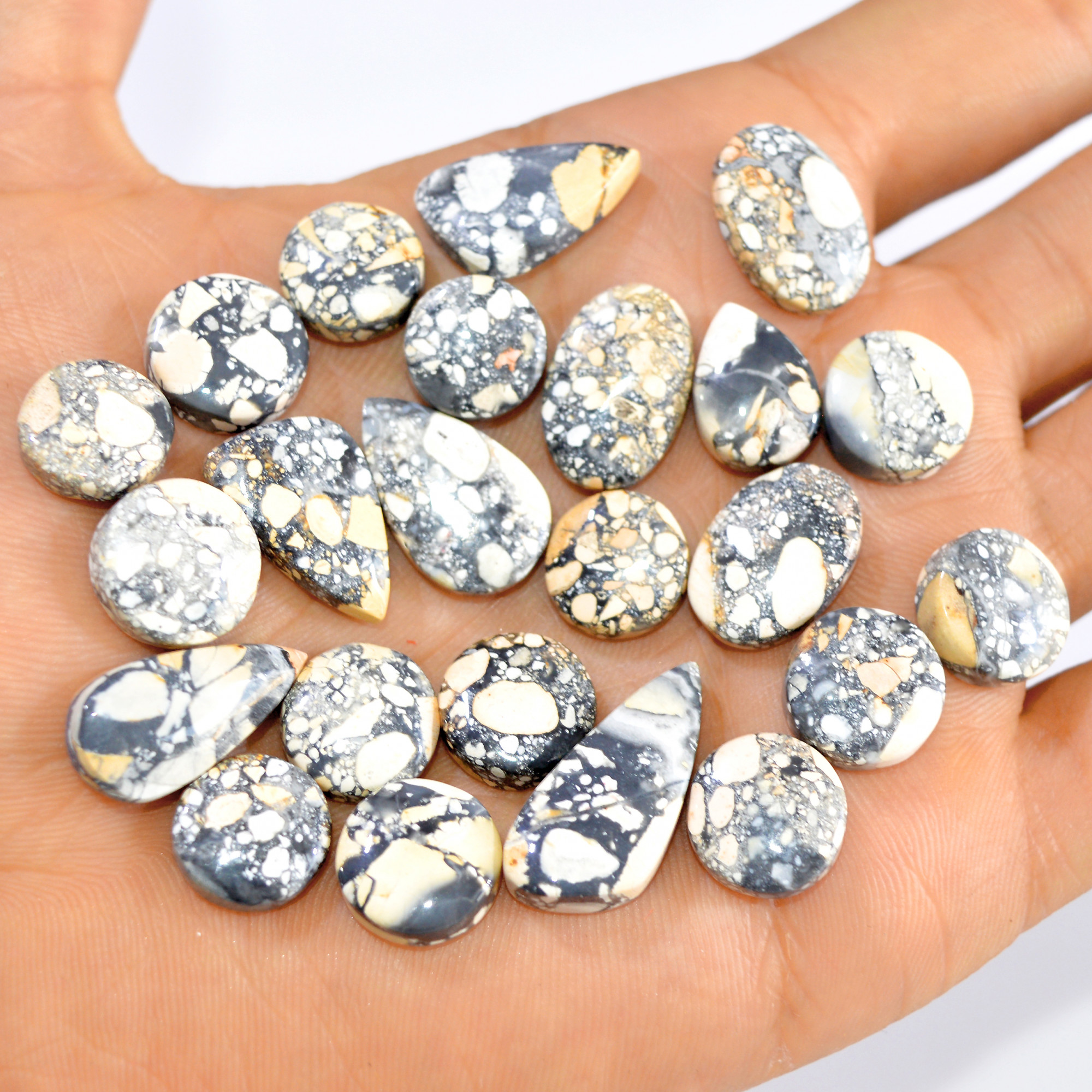 23 Pcs 194 Cts Natural Maligano Jasper Loose Cabochon Gemstone Jewelry Making Craft Supply Stones 24x10 10x10mm 3280
