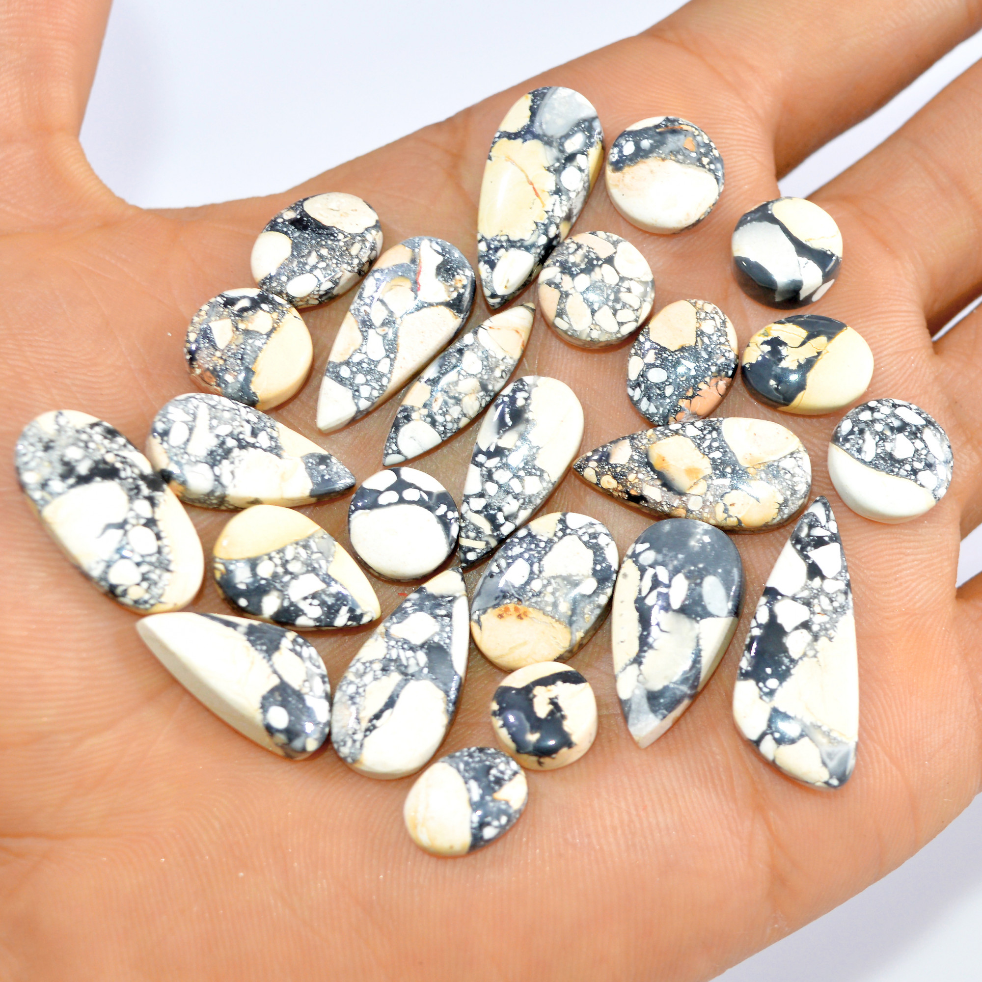 24 Pcs 163 Cts Natural Maligano Jasper Loose Cabochon Gemstone Jewelry Making Craft Supply Stones 25x10 8x8mm 3281