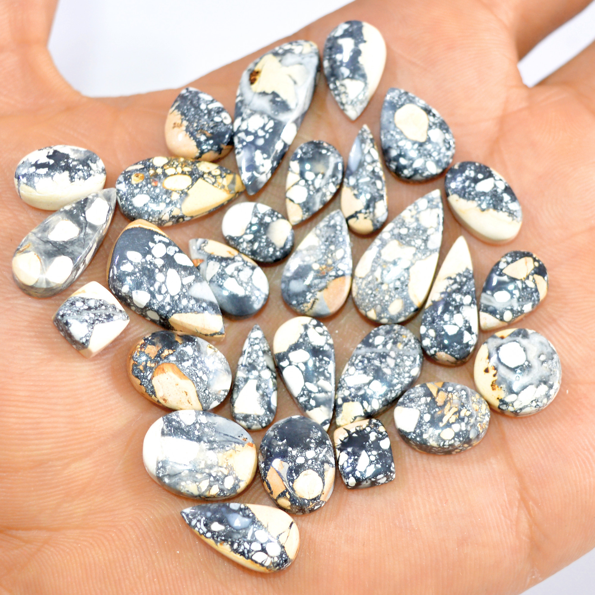 28 Pcs 148 Cts Natural Maligano Jasper Loose Cabochon Gemstone Jewelry Making Craft Supply Stones 25x9 5x5mm 3282