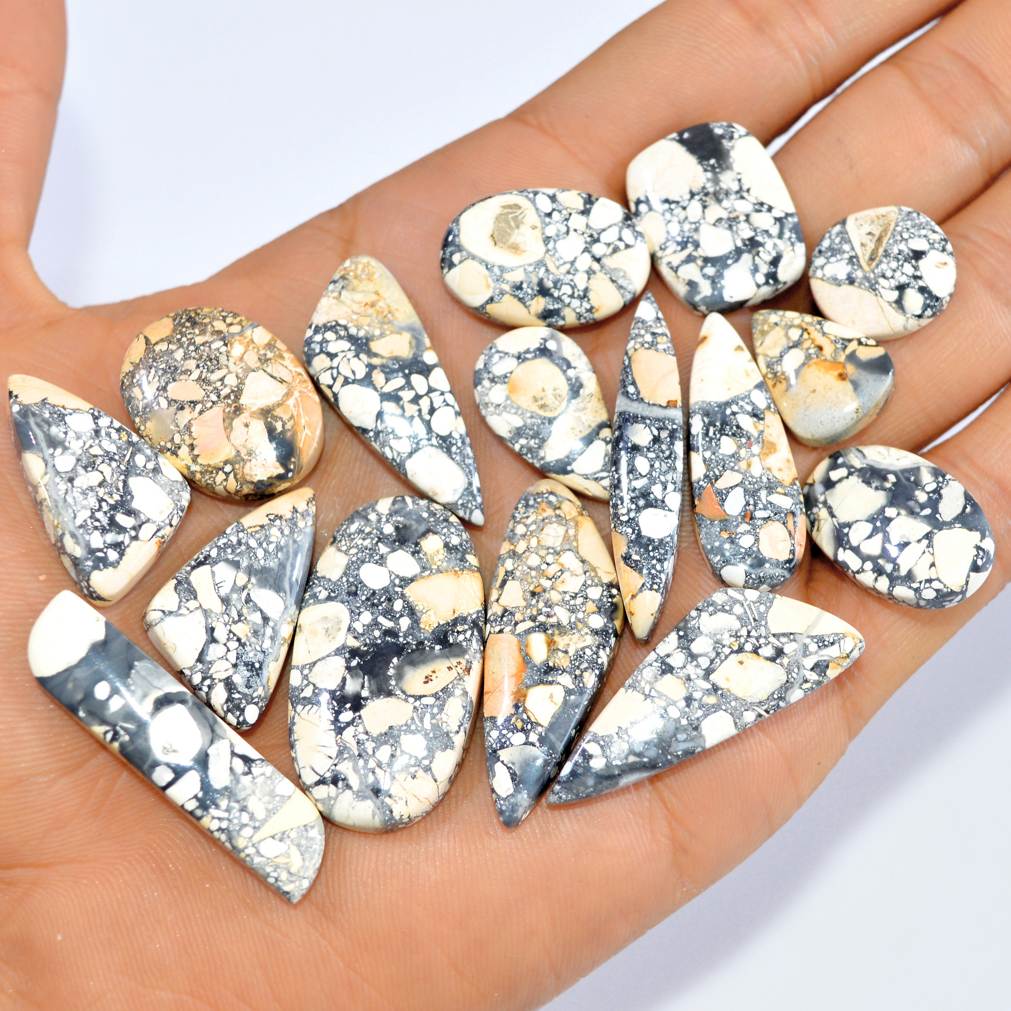 16 Pcs 283 Cts Natural Maligano Jasper Loose Cabochon Gemstone Jewelry Making Craft Supply Stones 35x19 16x11mm 3289