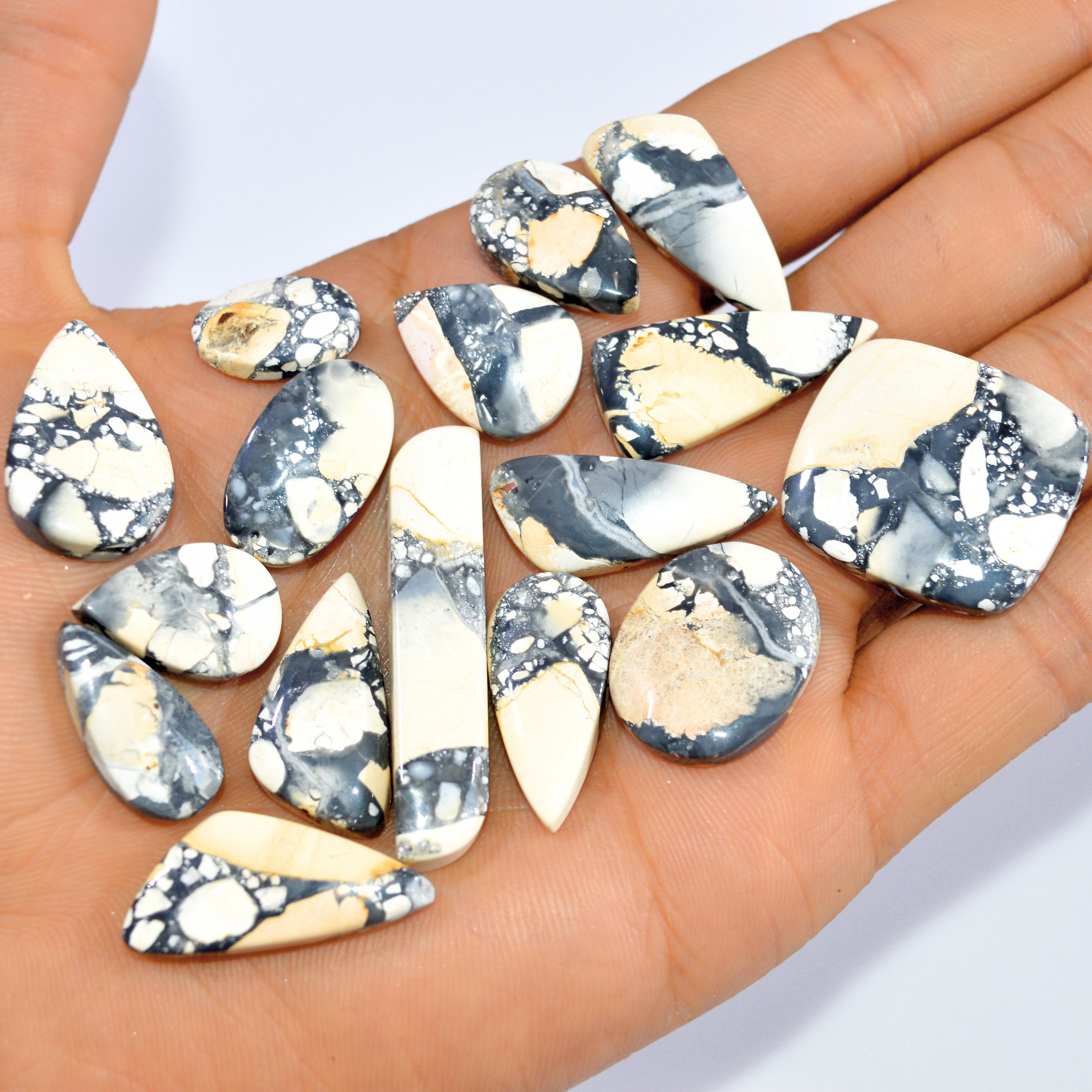 16 Pcs 253 Cts Natural Maligano Jasper Loose Cabochon Gemstone Jewelry Making Craft Supply Stones 26x23 15x10mm 3291