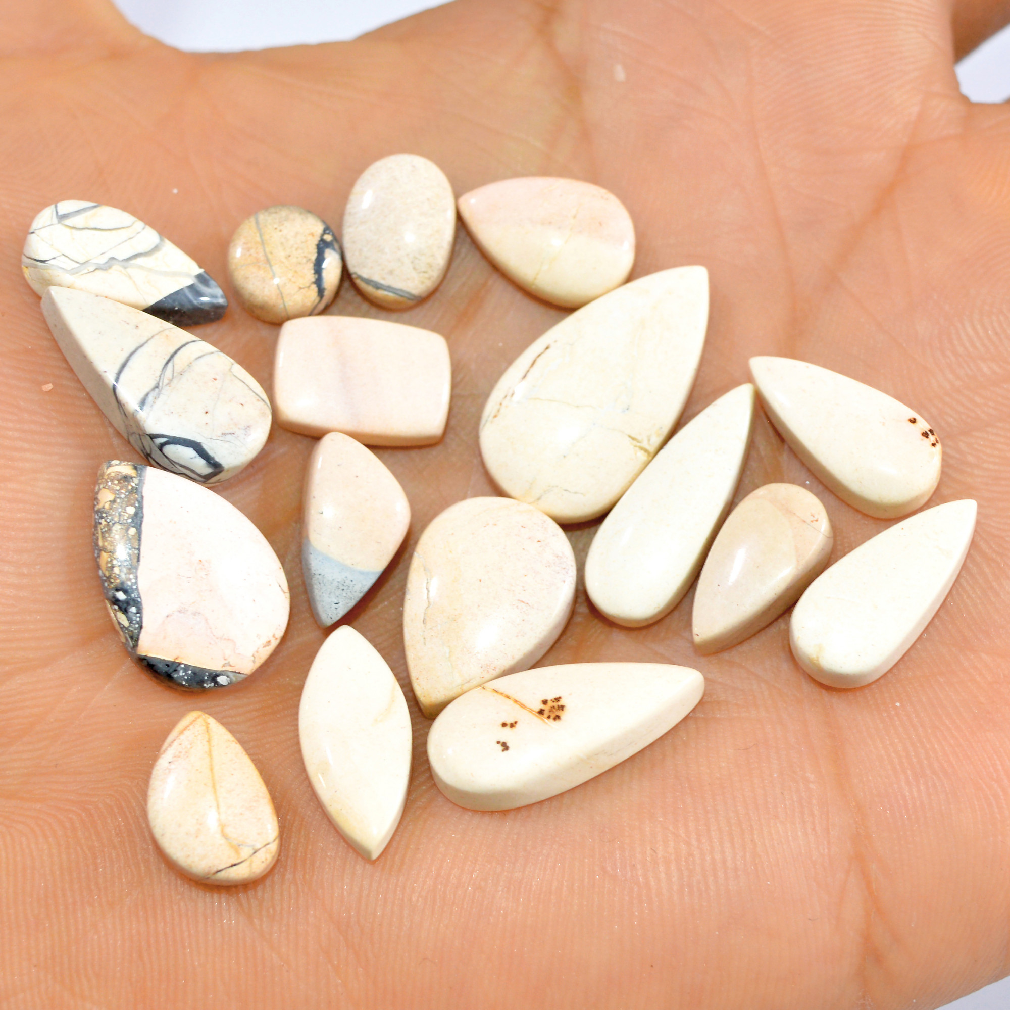 17 Pcs 98 Cts Natural Maligano Jasper Loose Cabochon Gemstone Jewelry Making Craft Supply Stones 21x10 8x8mm 3292