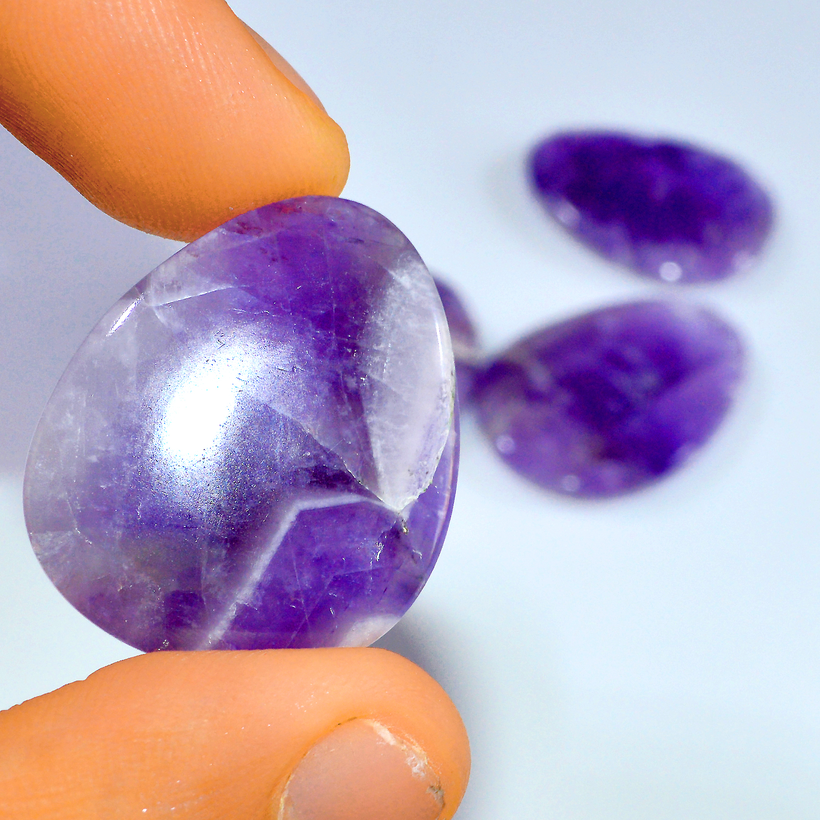 4 Pcs 112 Cts Natural Purple Amethyst Loose Cabochon Both Size Puffy Gemstone Lot 30x20 26x21mm 3295
