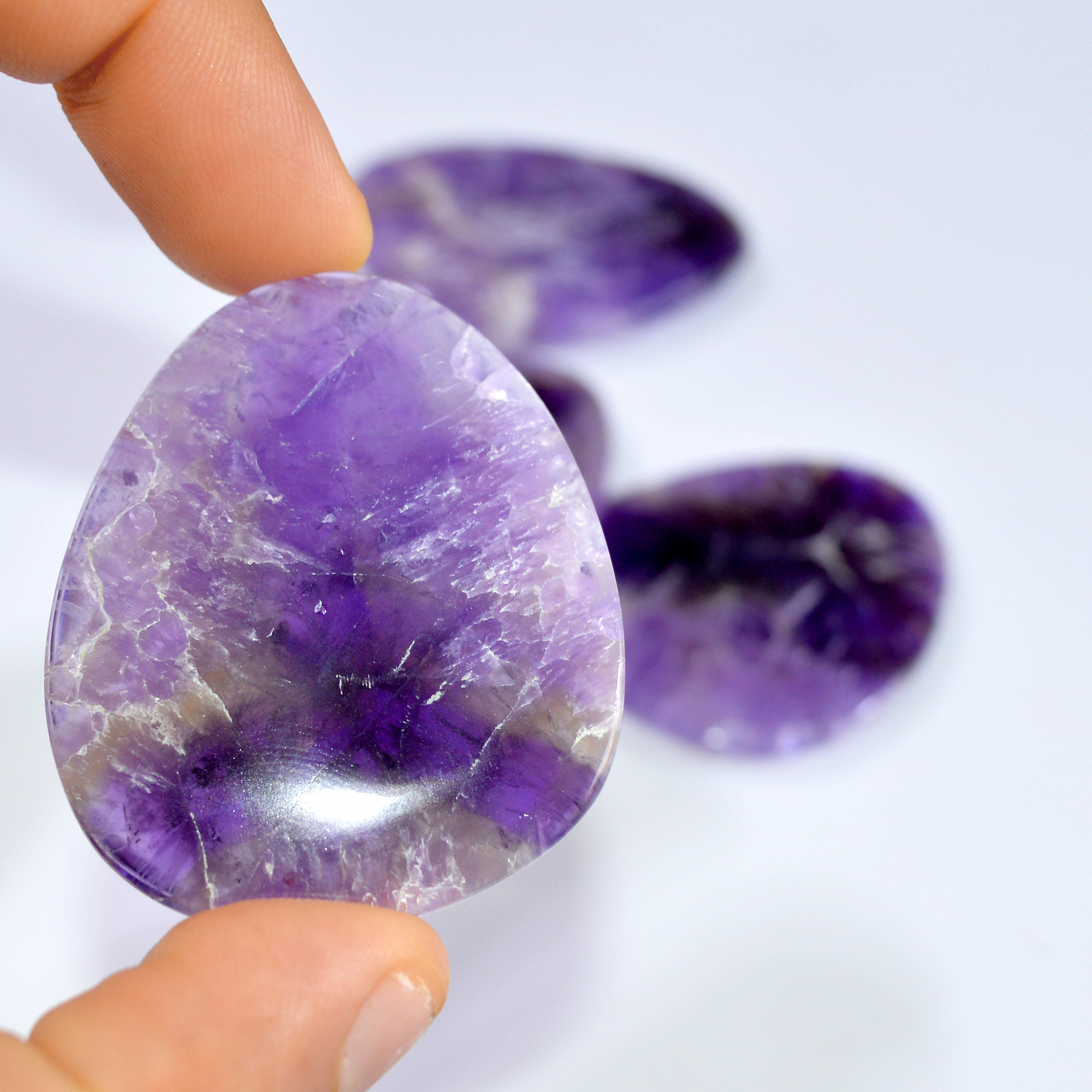 4 Pcs 392 Cts Natural Purple Amethyst Loose Cabochon Both Size Puffy Gemstone Lot 21x40 48x35mm 3296