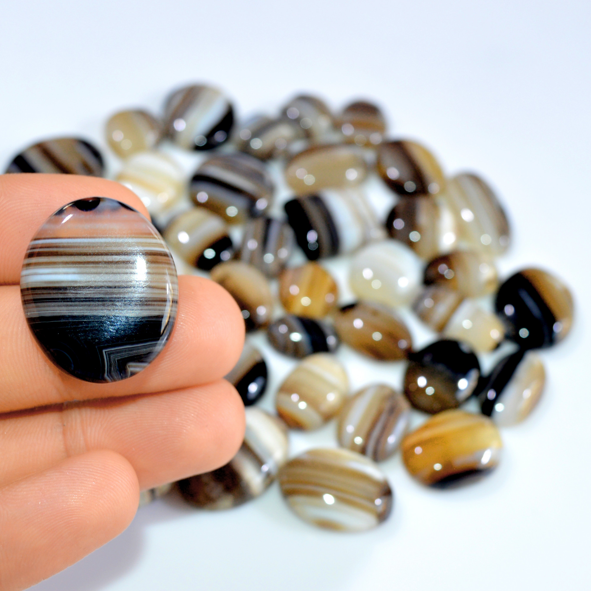 39 Pcs 597 Cts Natural Banded Agate Loose Cabochon Gemstone Mixed Shapes Handmade Jewelry Lot Supplies 25x20 14x9mm 3297