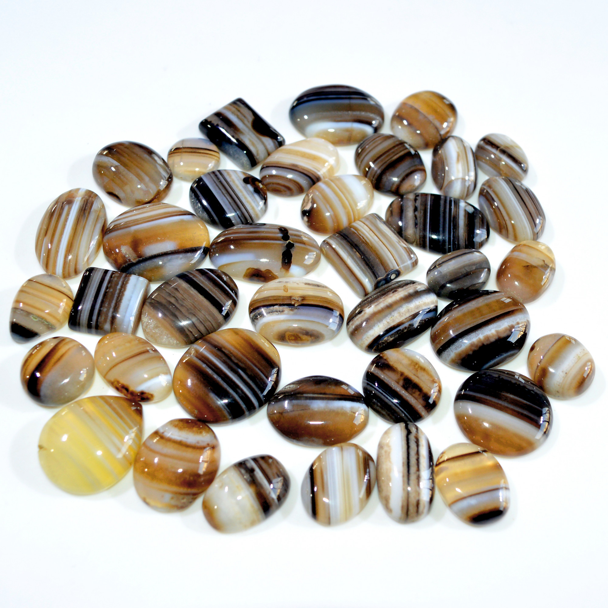 38 Pcs 573 Cts Natural Banded Agate Loose Cabochon Gemstone Mixed Shapes Handmade Jewelry Lot Supplies 20x18 10x10mm 3298