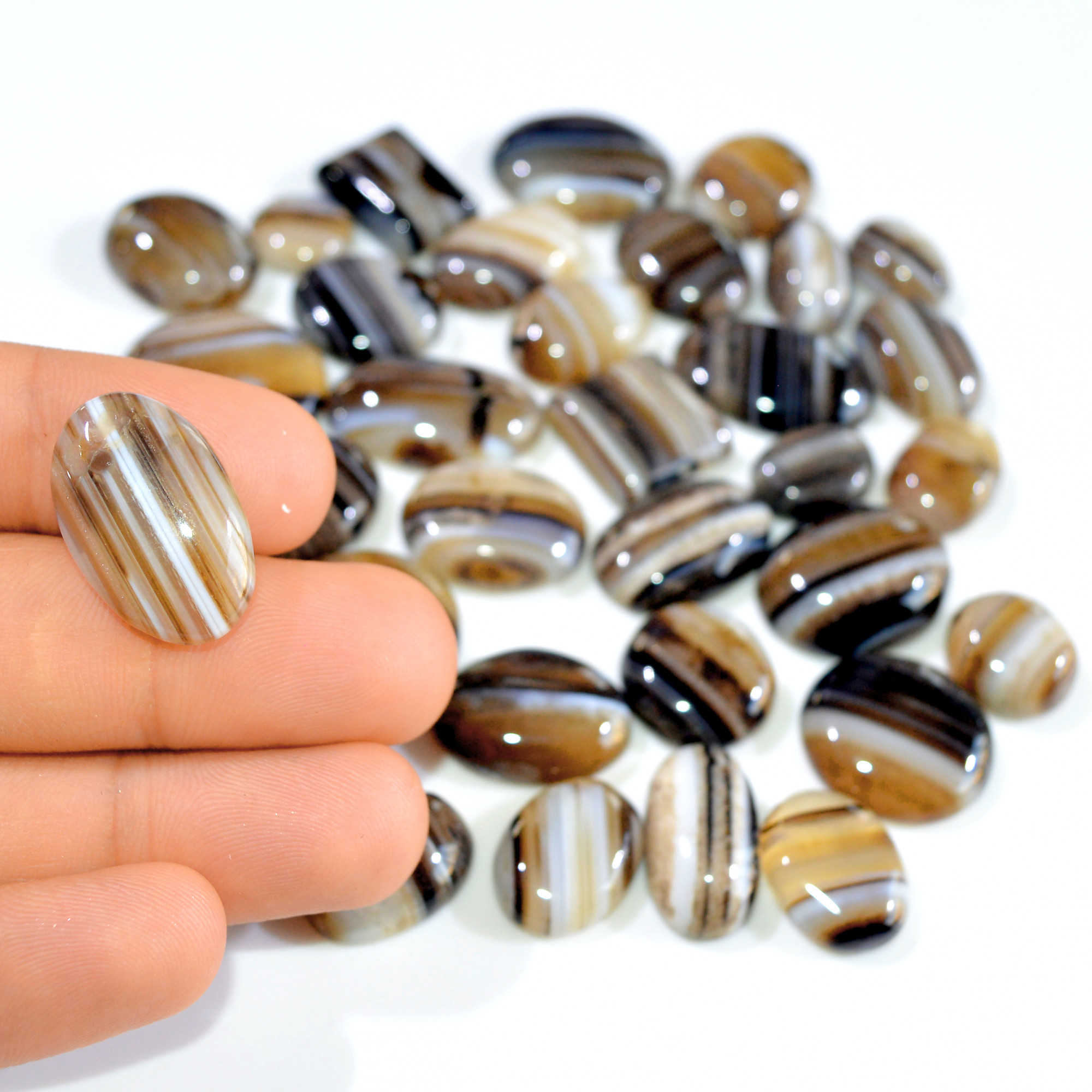 38 Pcs 573 Cts Natural Banded Agate Loose Cabochon Gemstone Mixed Shapes Handmade Jewelry Lot Supplies 20x18 10x10mm 3298