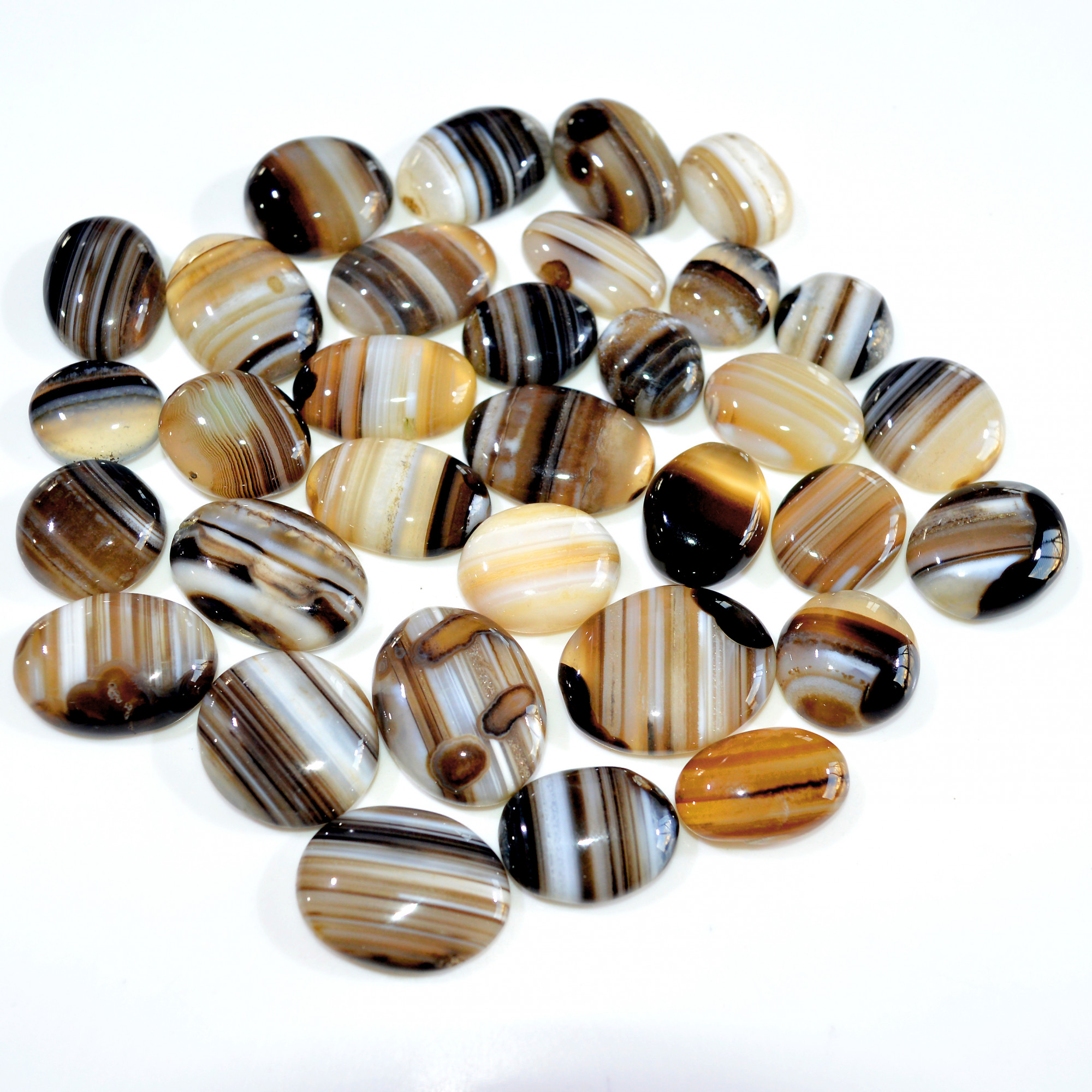 33 Pcs 533 Cts Natural Banded Agate Loose Cabochon Gemstone Mixed Shapes Handmade Jewelry Lot Supplies 24x19 15x12mm 3306