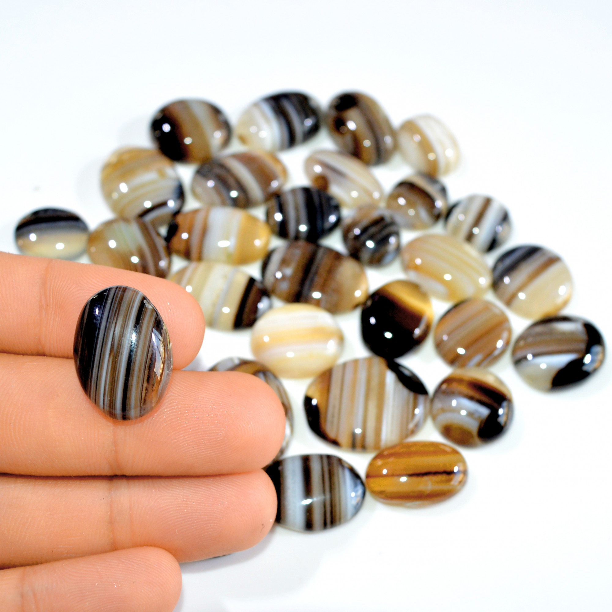 33 Pcs 533 Cts Natural Banded Agate Loose Cabochon Gemstone Mixed Shapes Handmade Jewelry Lot Supplies 24x19 15x12mm 3306