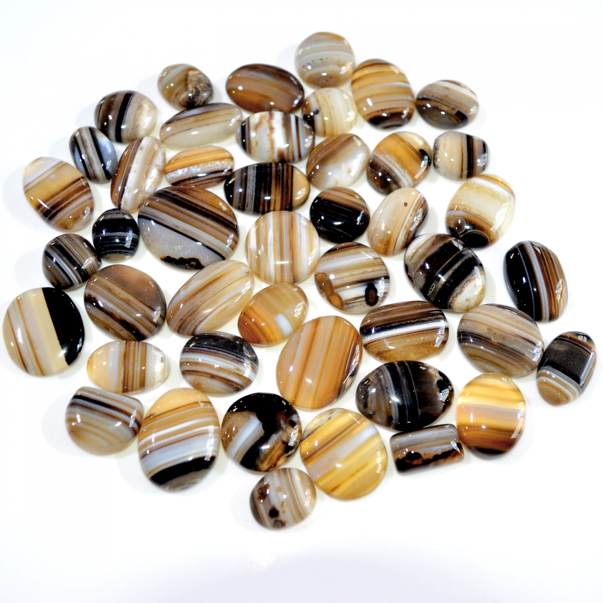 45 Pcs 626 Cts Natural Banded Agate Loose Cabochon Gemstone Mixed Shapes Handmade Jewelry Lot Supplies 24x20 12x10mm 3308