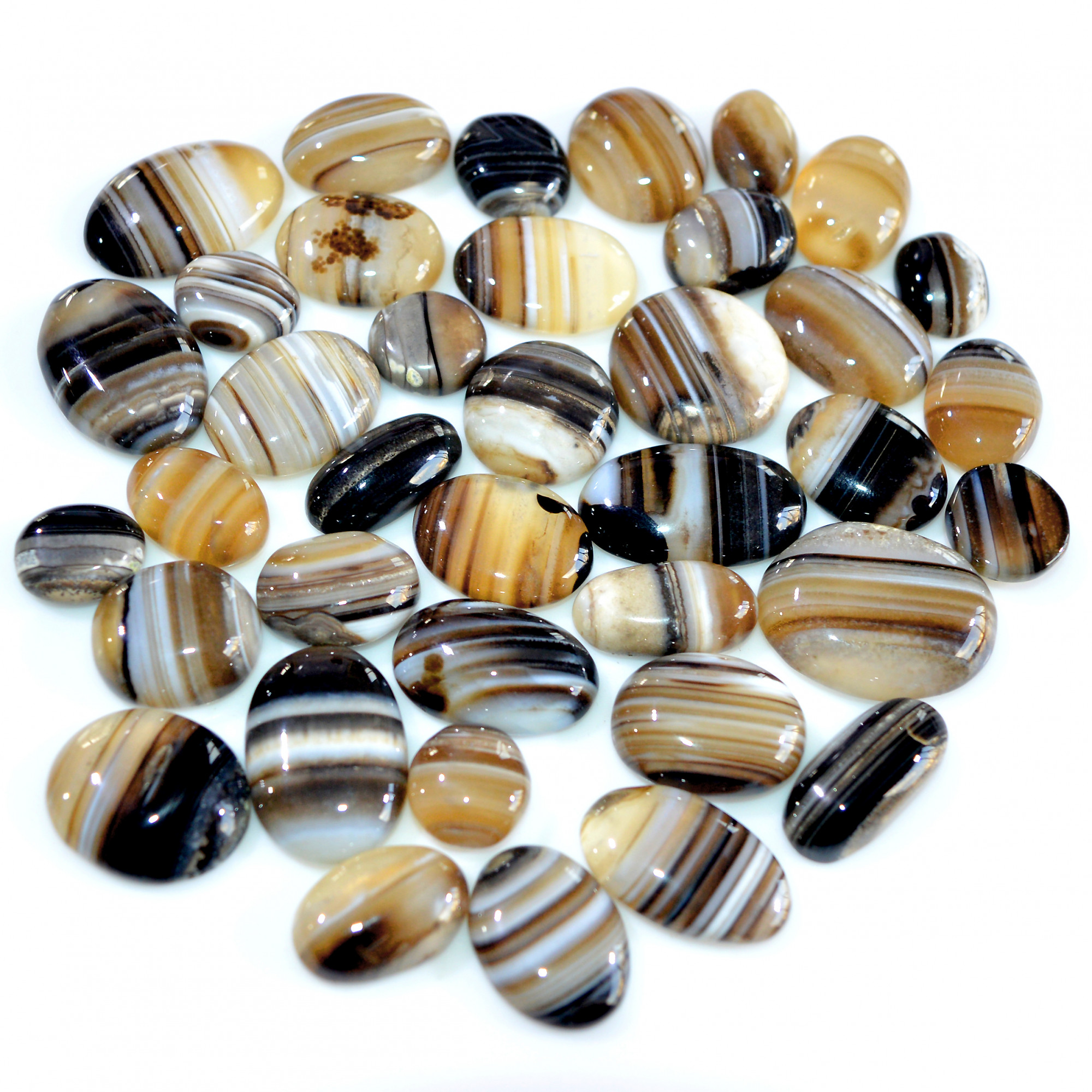 39 Pcs 597 Cts Natural Banded Agate Loose Cabochon Gemstone Mixed Shapes Handmade Jewelry Lot Supplies 25x20 12x12mm 3309