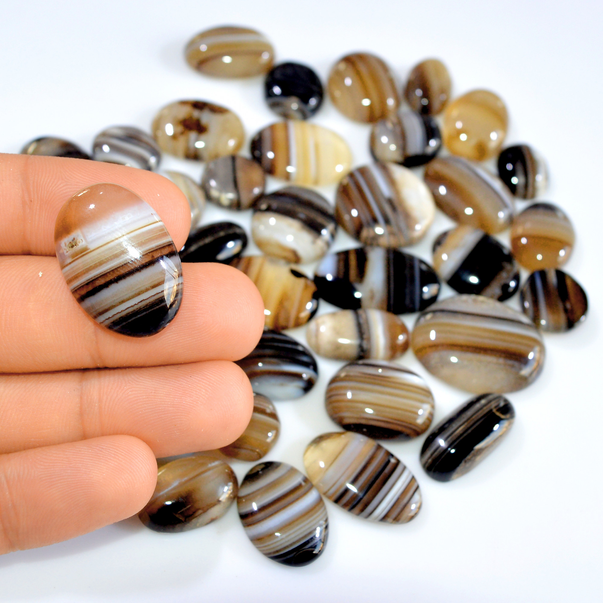 39 Pcs 597 Cts Natural Banded Agate Loose Cabochon Gemstone Mixed Shapes Handmade Jewelry Lot Supplies 25x20 12x12mm 3309