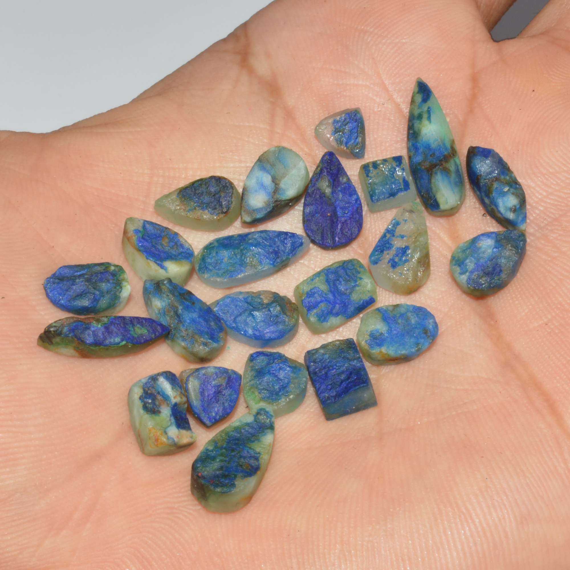 22 Pcs 49 Cts Natural Azurite Druzy Loose Gemstone Lot 18x5 4x4mm 3313