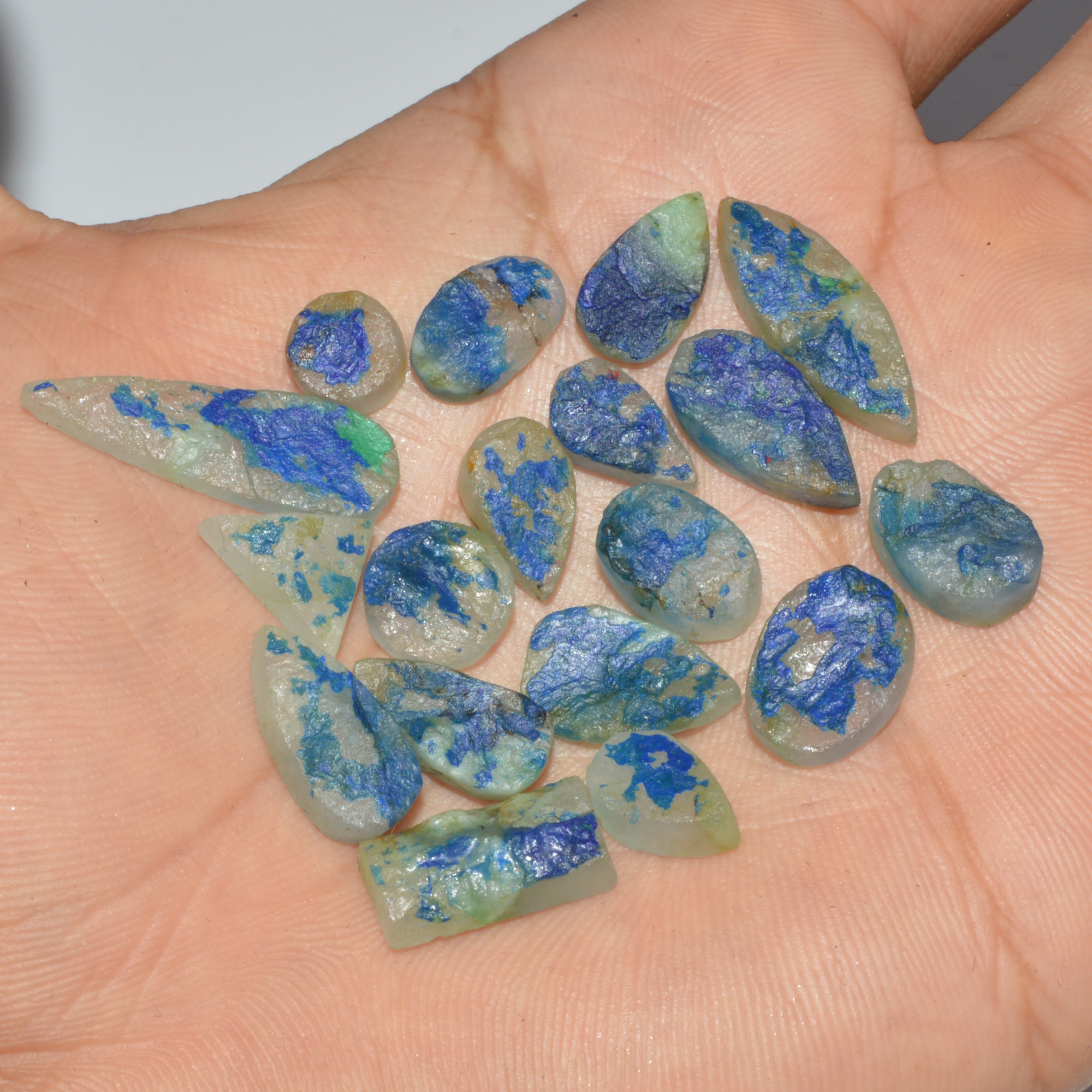 18 Pcs 77 Cts Natural Azurite Druzy Loose Gemstone Lot 25x8 8x8mm 3314