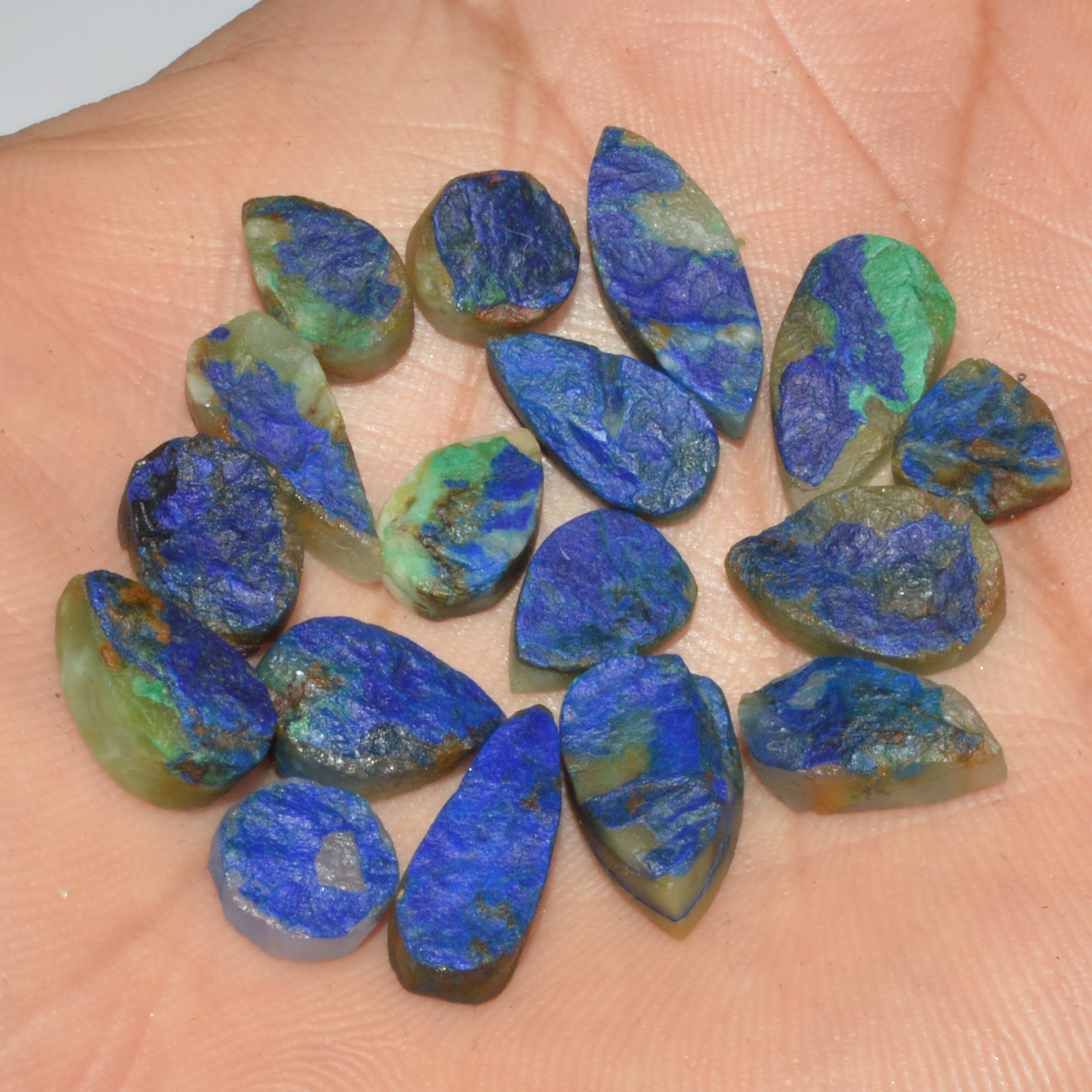17 Pcs 58 Cts Natural Azurite Druzy Loose Gemstone Lot 17x5 8x8mm 3315