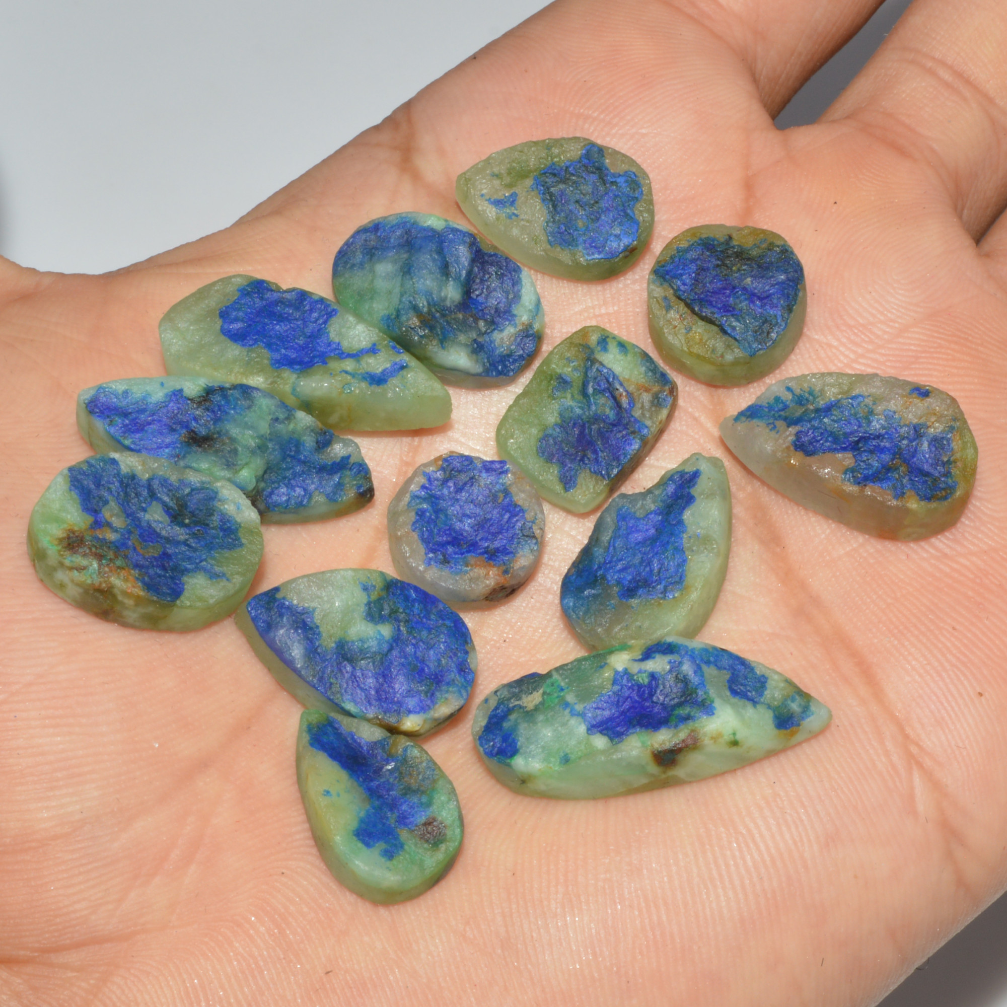 13 Pcs 143 Cts Natural Azurite Druzy Loose Gemstone Lot 26x10 10x10mm 3316