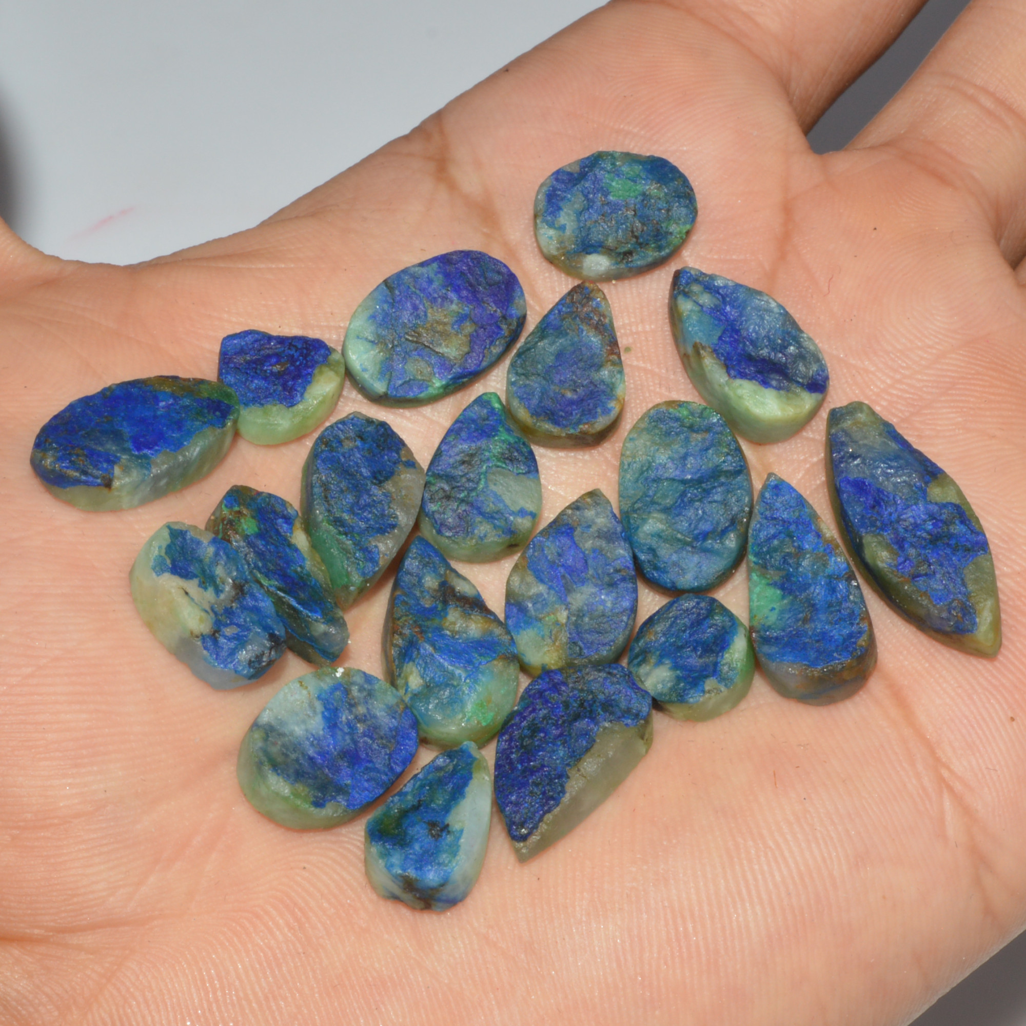 19 Pcs 117 Cts Natural Azurite Druzy Loose Gemstone Lot 24x9 9x9mm 3317