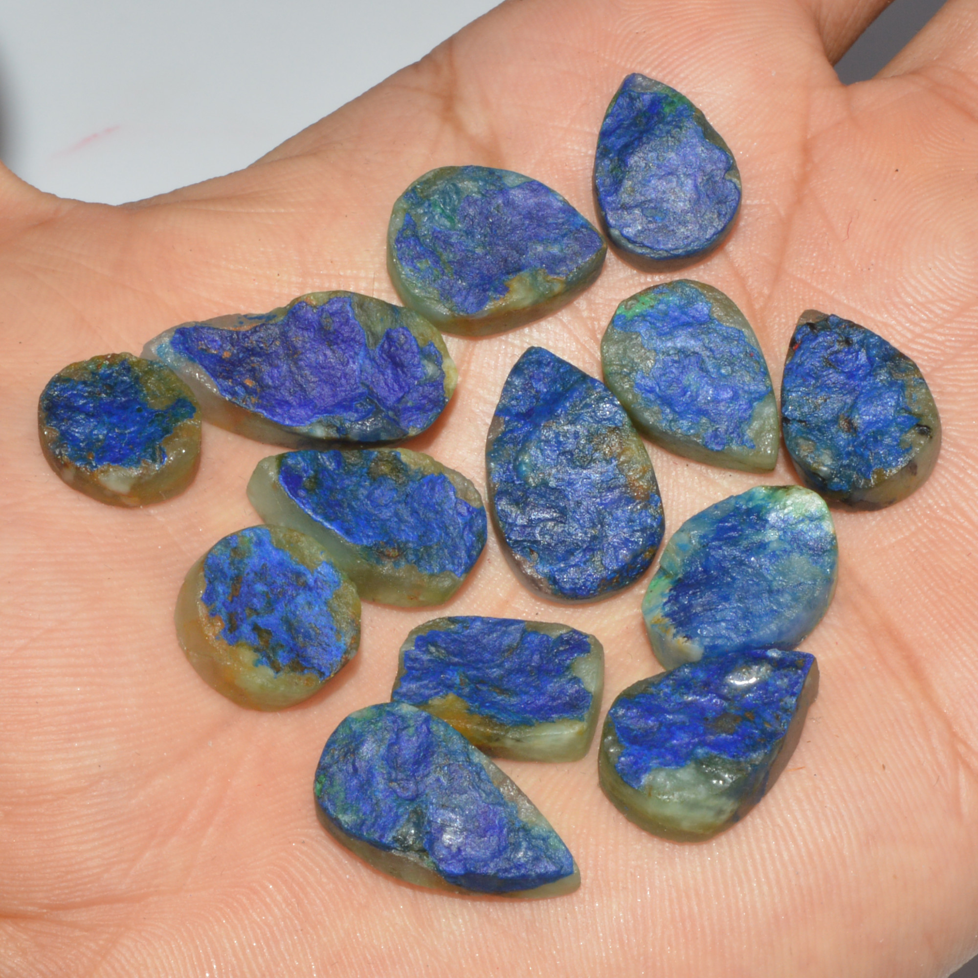 13 Pcs 133 Cts Natural Azurite Druzy Loose Gemstone Lot 23x10 10x10mm 3318