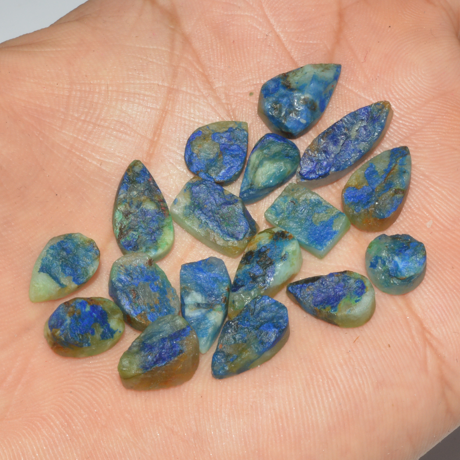 17 Pcs 59 Cts Natural Azurite Druzy Loose Gemstone Lot 17x5 10x5mm 3319