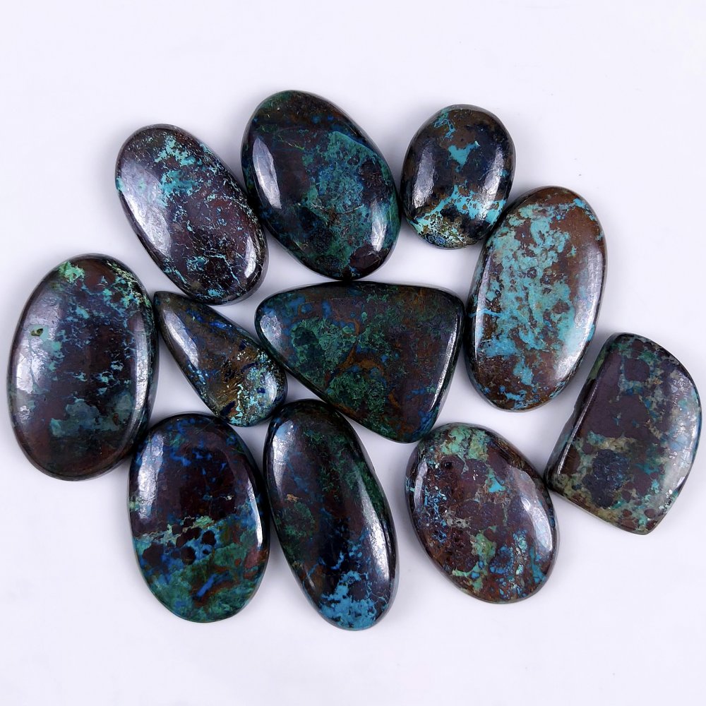 11Pcs 581Cts Natural Blue Azurite Gemstone Cabochon Lot Azurite Crystal Pendant Necklace Azurite Jewelry For Crystal Healing 36x22 22x16mm#G-332