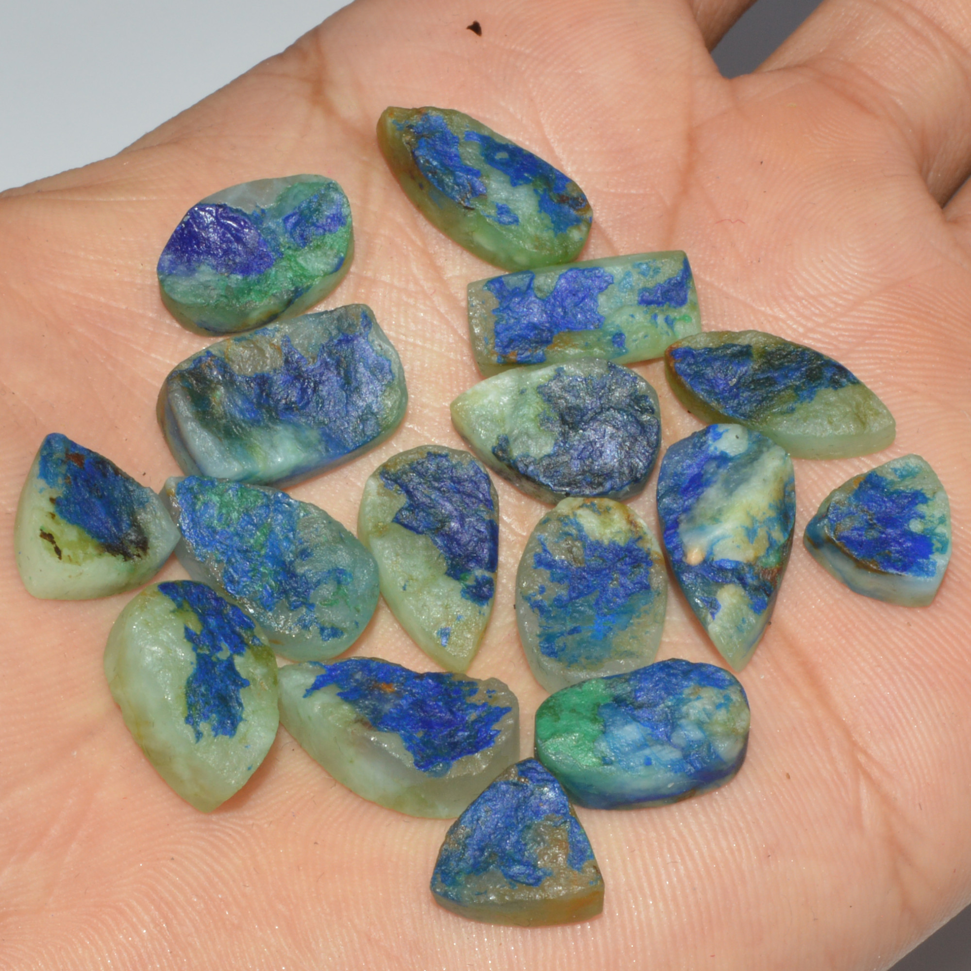 16 Pcs 109 Cts Natural Azurite Druzy Loose Gemstone Lot 18x9 10x10mm 3320
