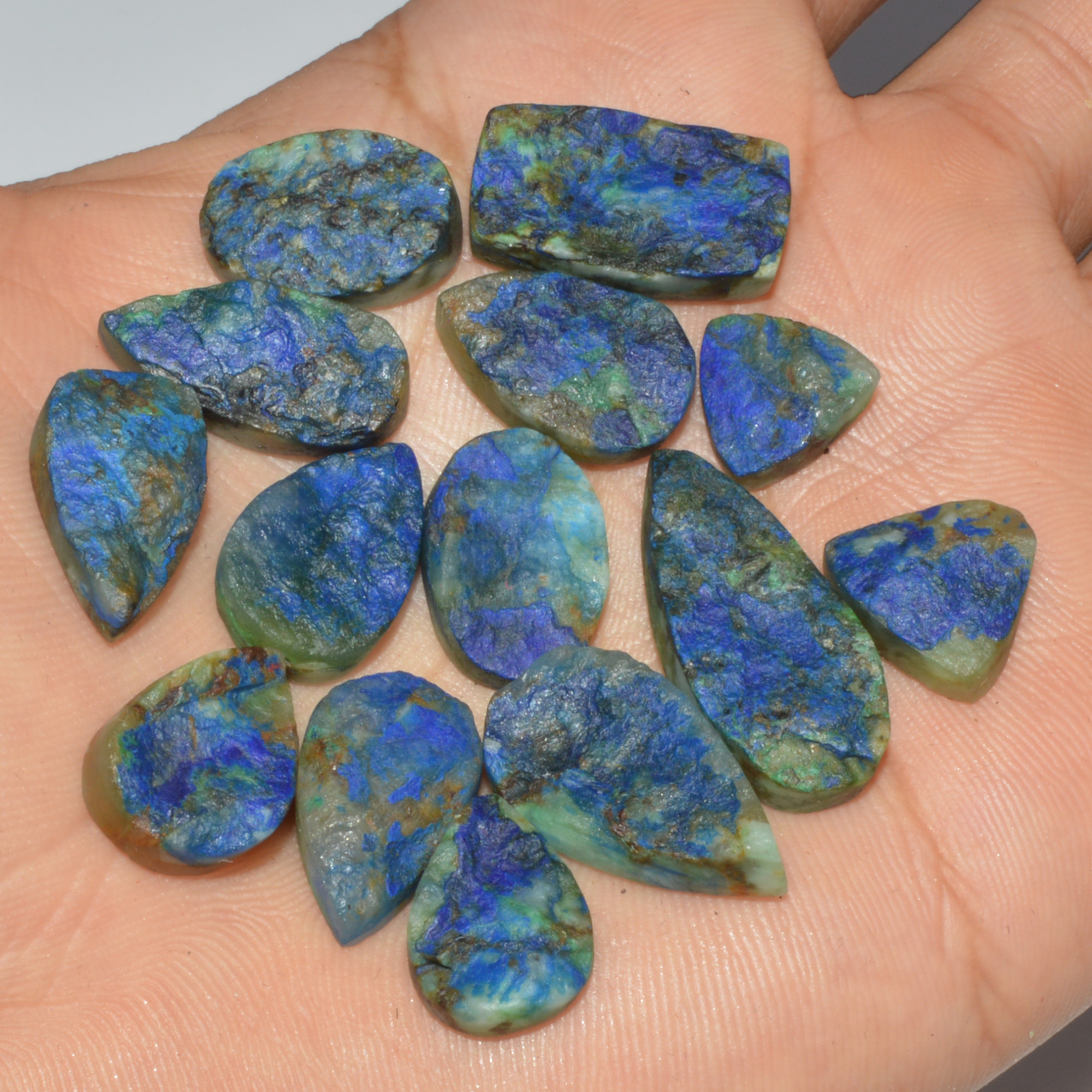 14 Pcs 145 Cts Natural Azurite Druzy Loose Gemstone Lot 27x10 11x11mm 3321