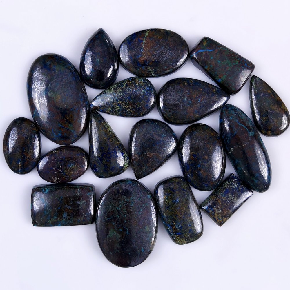 17Pcs 485Cts Natural Blue Azurite Gemstone Cabochon Lot Azurite Crystal Pendant Necklace Azurite Jewelry For Crystal Healing 32x22 18x12mm#G-333