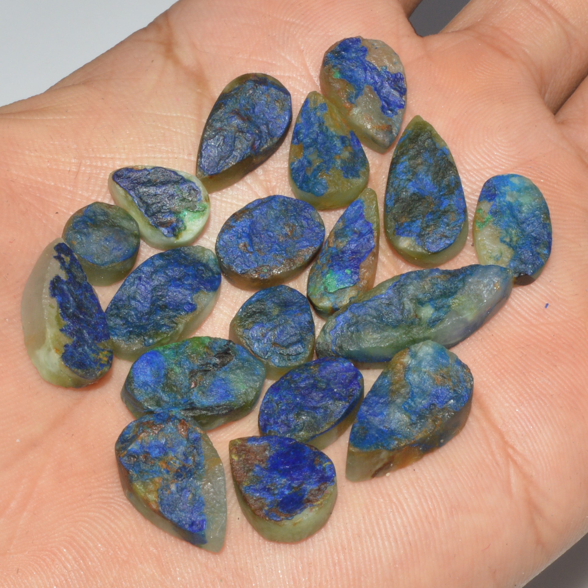 18 Pcs 123 Cts Natural Azurite Druzy Loose Gemstone Lot 24x8 9x9mm 3334