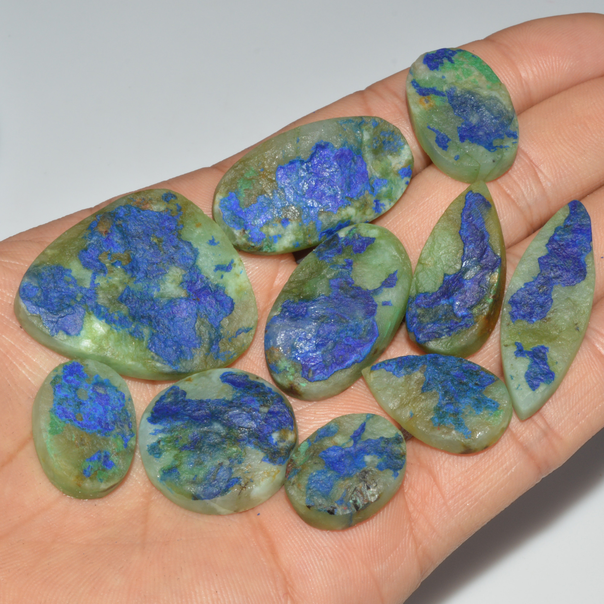 10 Pcs 303 Cts Natural Azurite Druzy Loose Gemstone Lot 38x29 19x14mm 3337