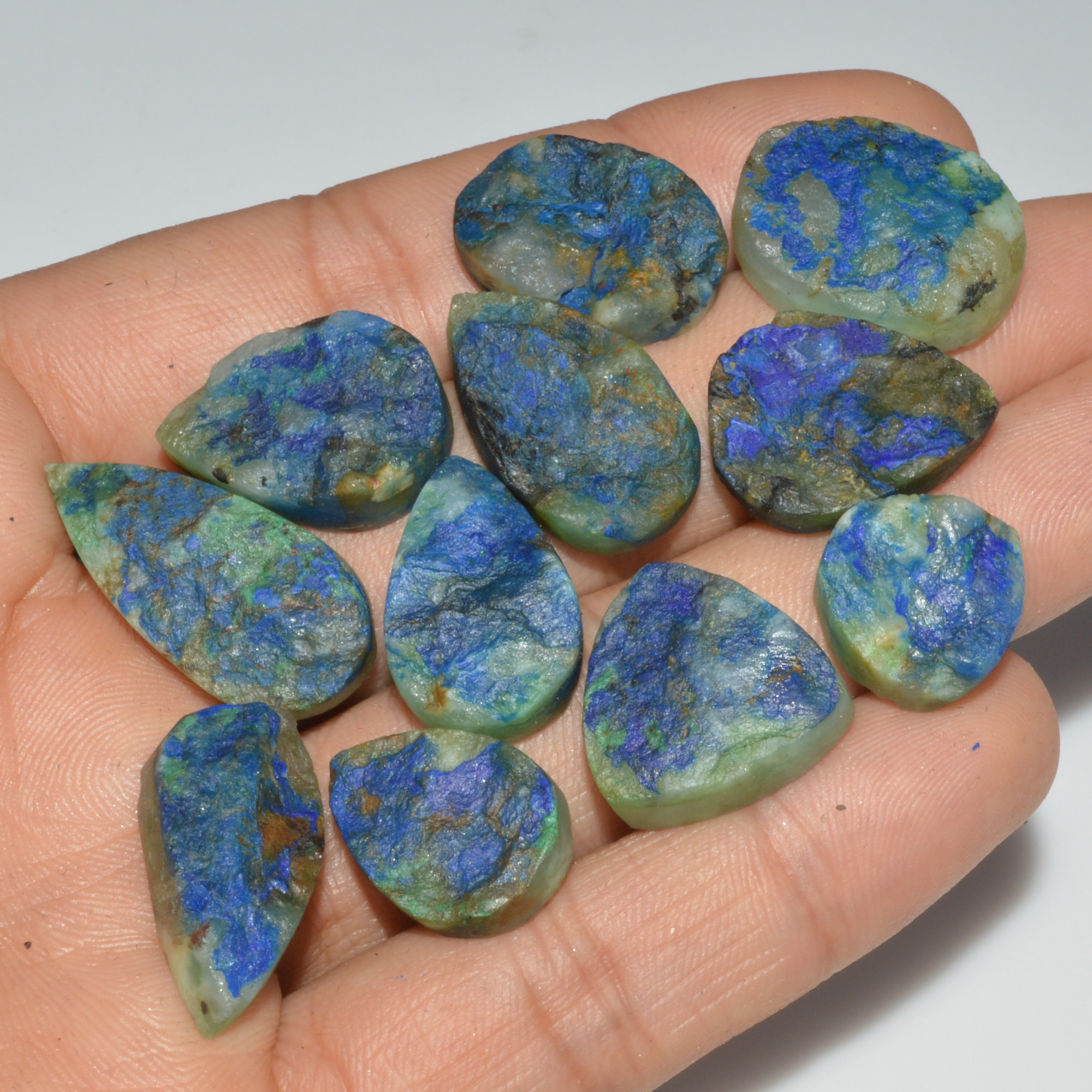 11 Pcs 180 Cts Natural Azurite Druzy Loose Gemstone Lot 26x10 14x14mm 3339