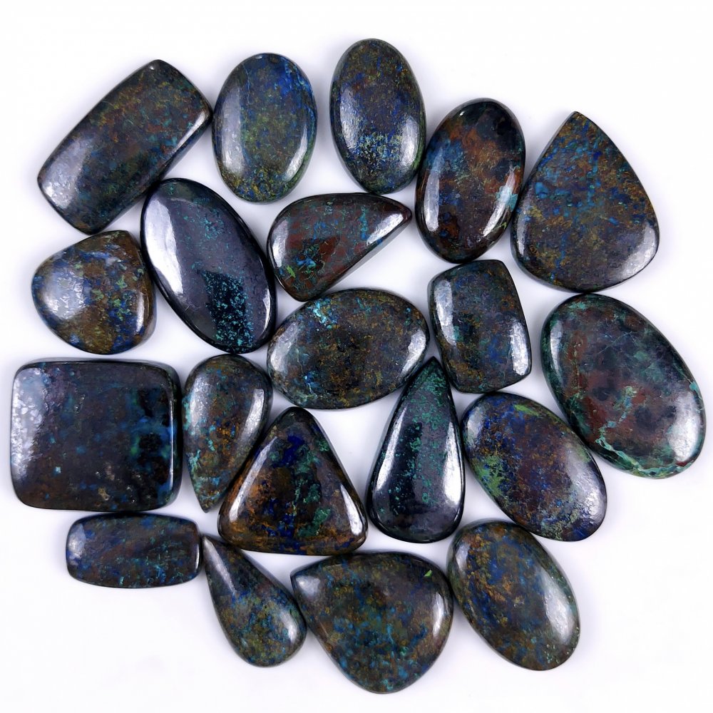 20Pcs 665Cts Natural Blue Azurite Gemstone Cabochon Lot Azurite Crystal Pendant Necklace Azurite Jewelry For Crystal Healing 27x24 20x20mm#G-334