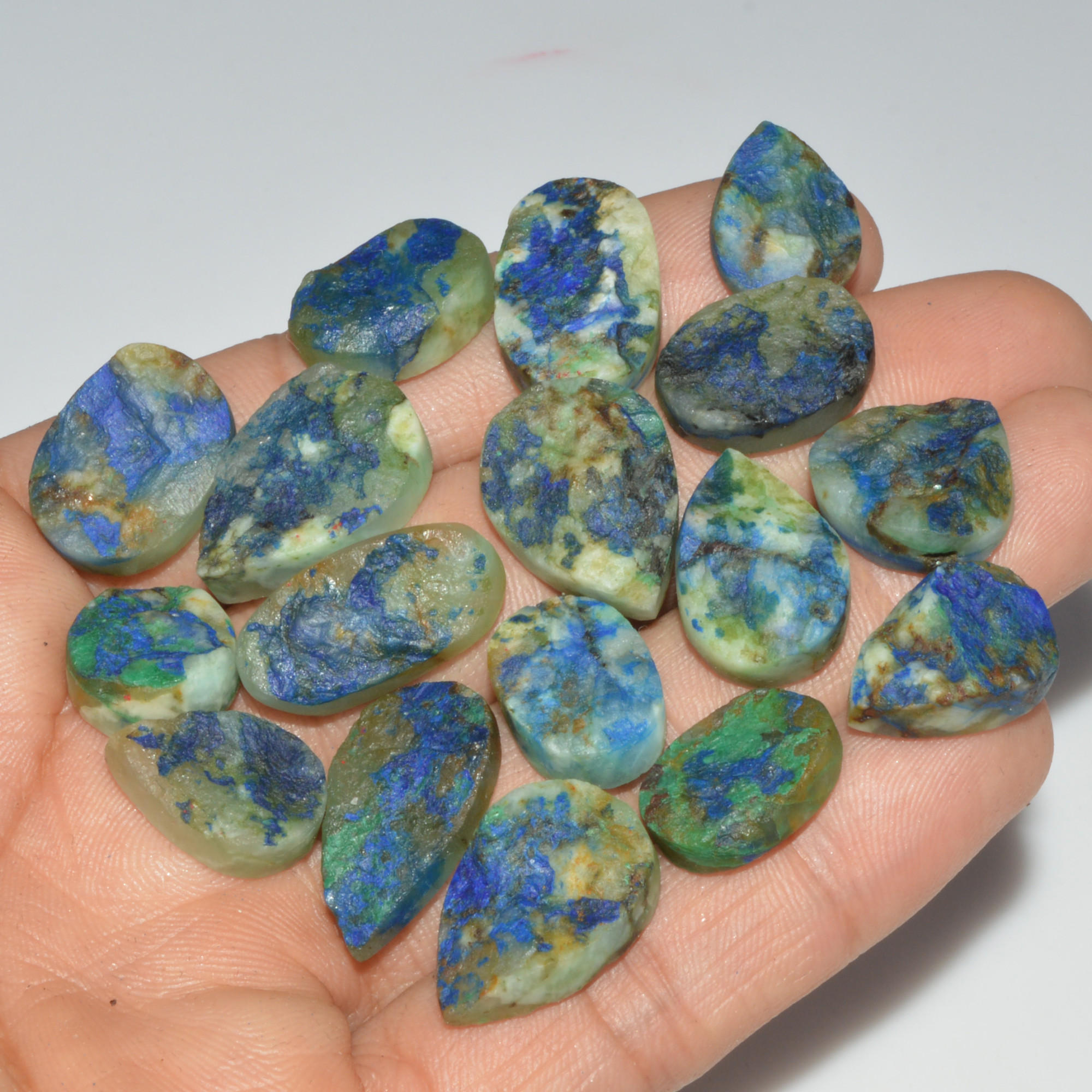 17 Pcs 199 Cts Natural Azurite Druzy Loose Gemstone Lot 20x10 15x10mm 3342