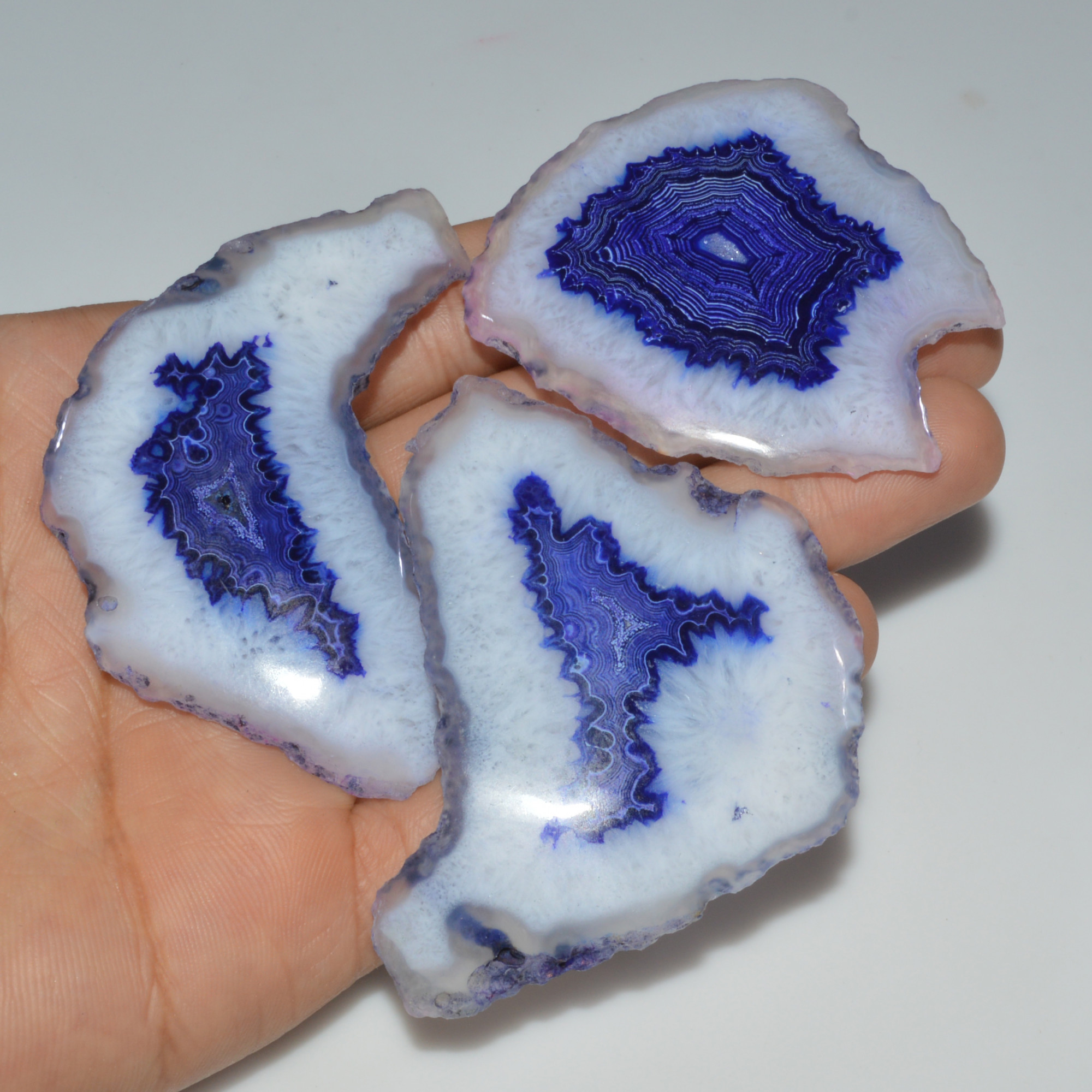 3 Pcs 432 Cts Natural Agate Silces Gemstone Lot 70x32 50x40mm 3362