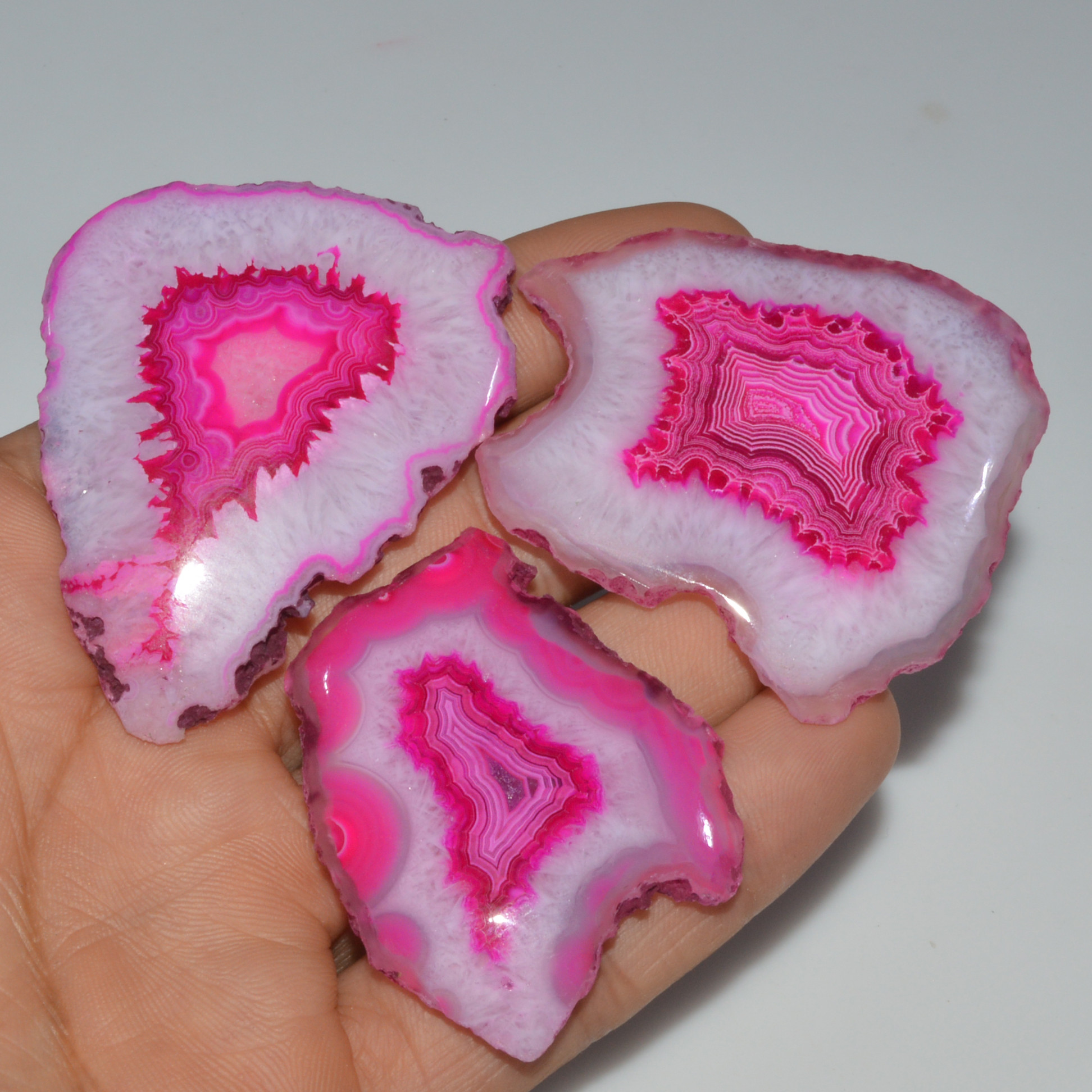 3 Pcs 336 Cts Natural Agate Silces Gemstone Lot 58x43 44x32mm 3363