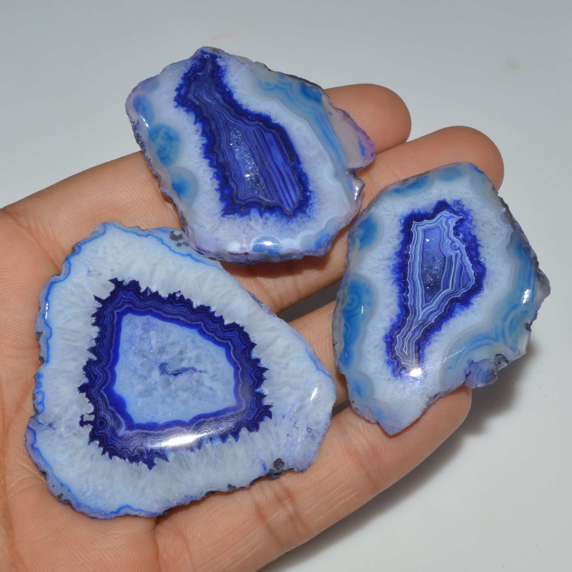 3 Pcs 332 Cts Natural Agate Silces Gemstone Lot 57x47 48x38mm 3364