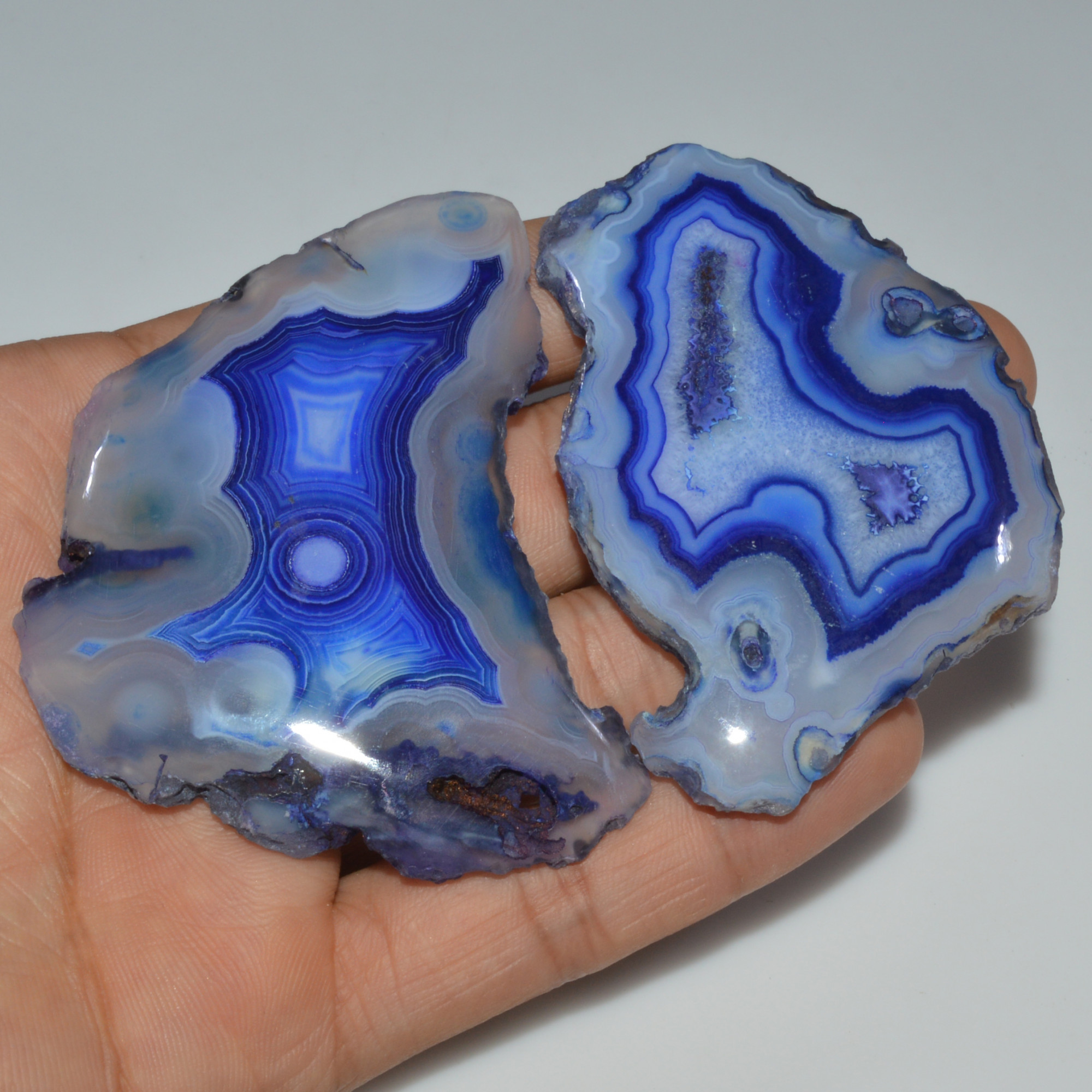 2 Pcs 399 Cts Natural Agate Silces Gemstone Lot 70x43 70x42mm 3365